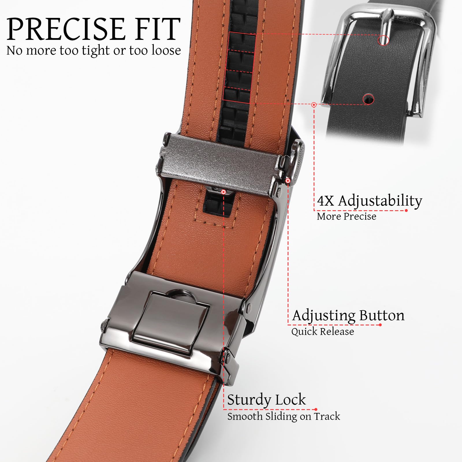 SANSTHS Ratchet Belts for Men, Leather Ratchet Belt Mens Ratchet Belt with Adjustable Buckle Men Belt Fit Everywhere, Twill Black