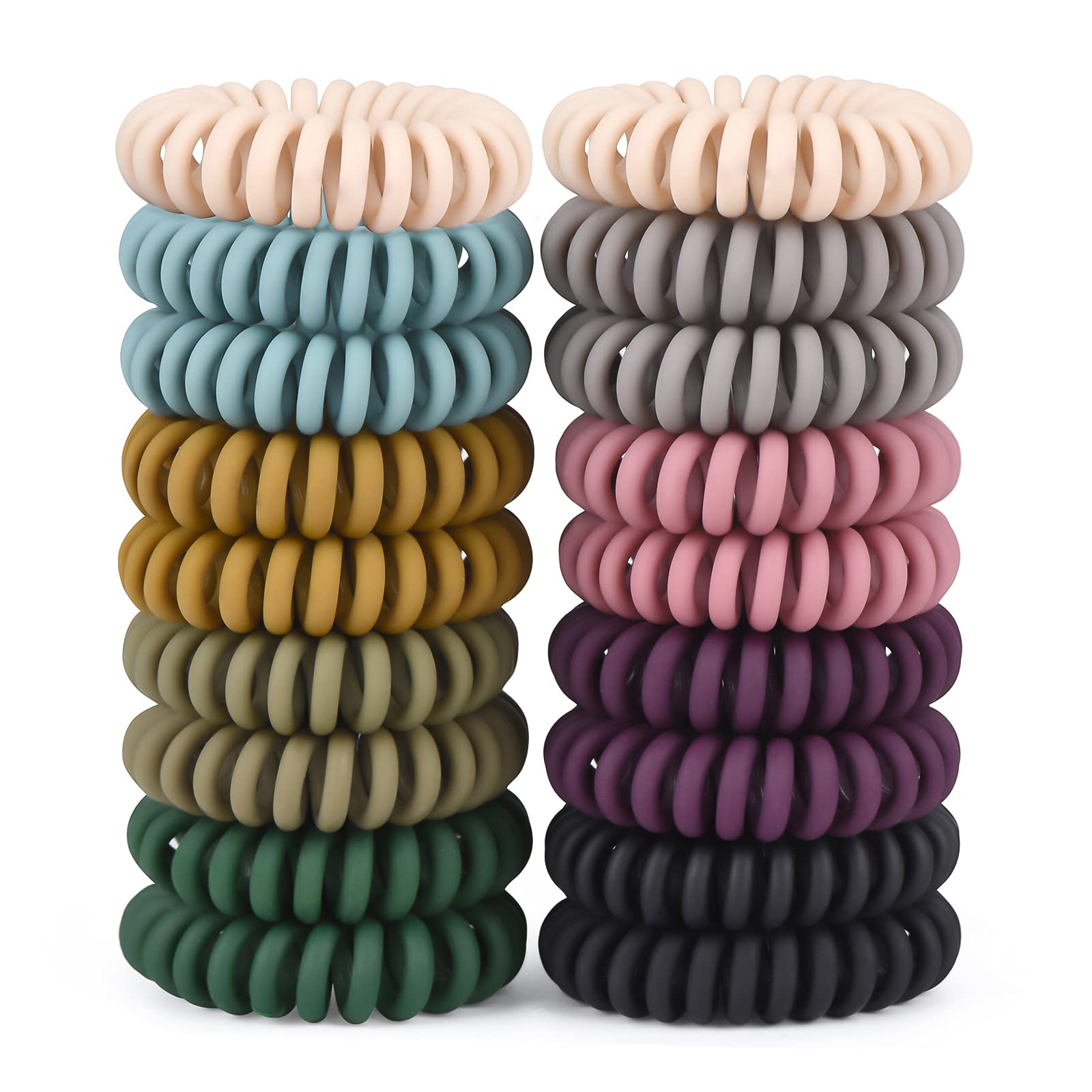 TIZZYT Hair Ties, 18 Count - Vintage matte color Spiral Hair Ties, No Crease, Suitable For Women And Children With Thick Or Thinning Hair