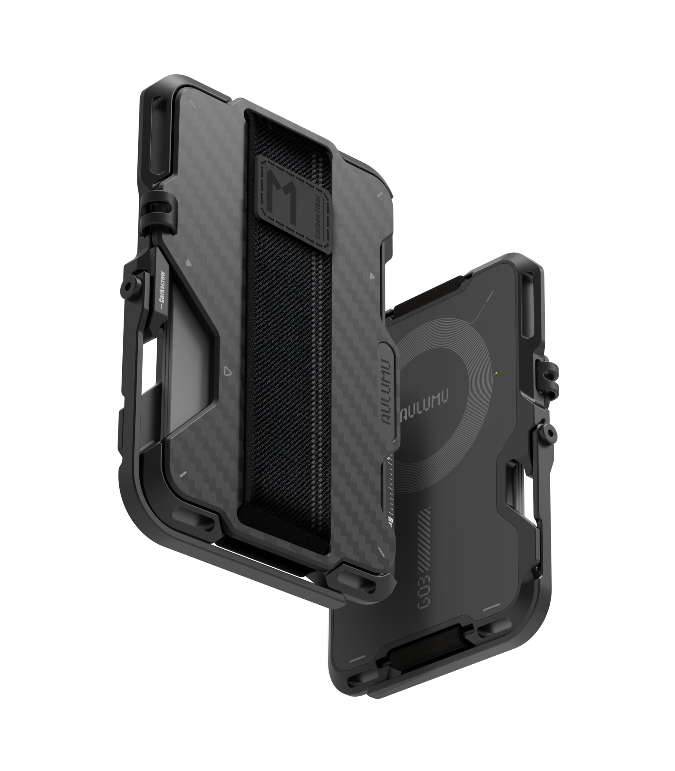 Aulumu G03 Carbon Fiber Magnetic Wallet Card Holder | Magnetic Wallet Compatible with MagSafe | Multi Function - Mobile Phone Stand/Grip | Bottle Opener | RFID Shielding Card