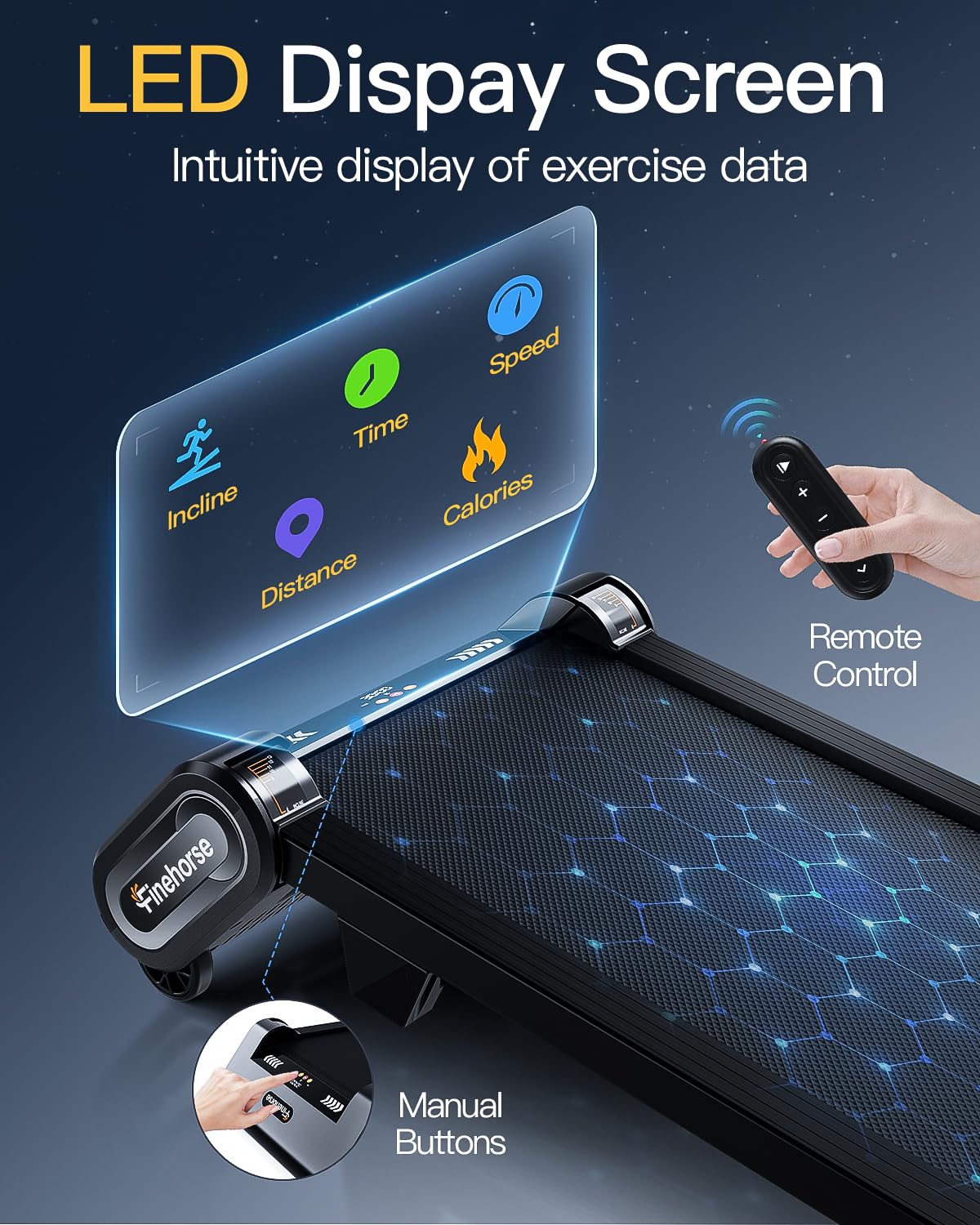 FINEHORSE Walking Pad Treadmill with Auto Incline, 6 in 1 Under Desk Treadmill, 6-Level Incline Treadmills, 2.5HP Portable Treadmills for Home with 330LBS Capacity, LED Display, Remote Control