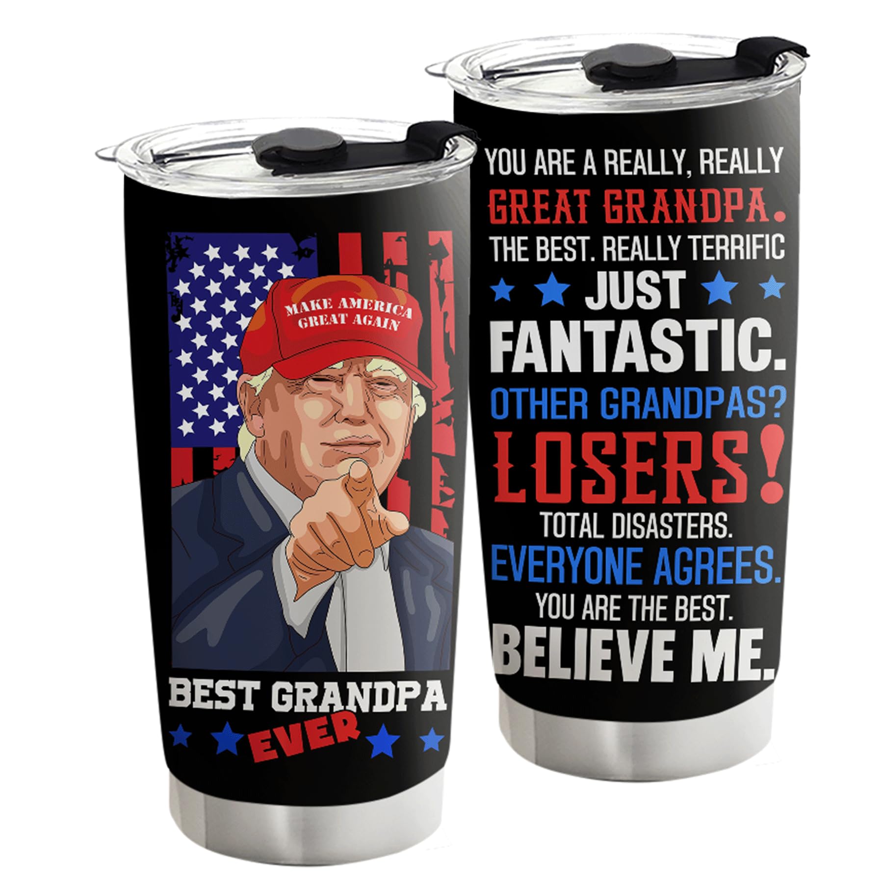 Viberty Grandpa Gifts - Gifts For Grandpa Gifts From Grandson, Granddaughter, Grandkids, Grandchildren - Christmas Birthday, Father's Day Gift For Grandpa - Best Grandpa Ever 20 oz Tumbler