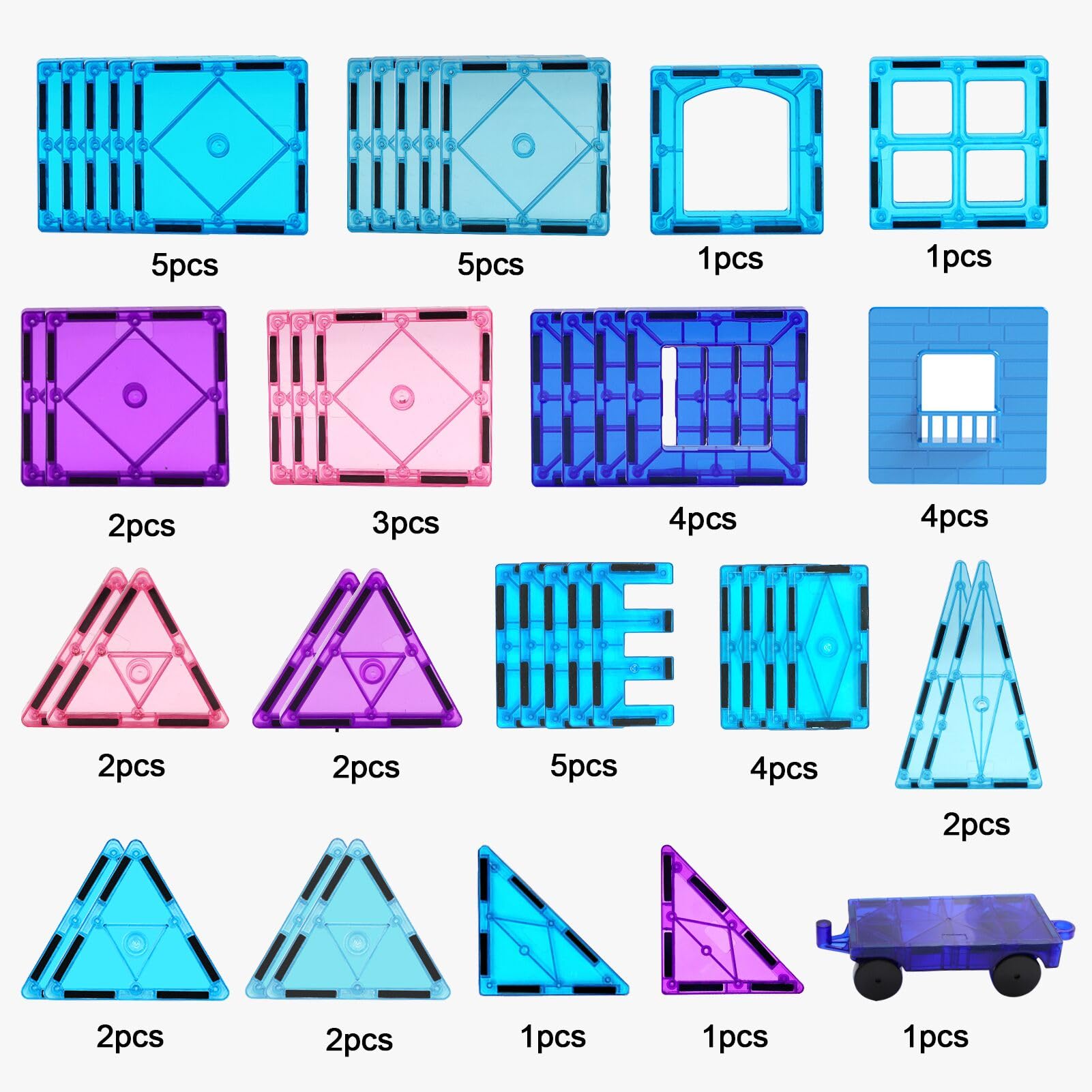 NVHH Magnetic Tiles Kids Toys for 3 4 5 6 7 8+ Year Old Boys Girls Toys Castle Princess Magnetic Building Blocks Educational Toddler Gifts Toy Age 2-4 5 6-8 Year Old Girl Boy Birthday