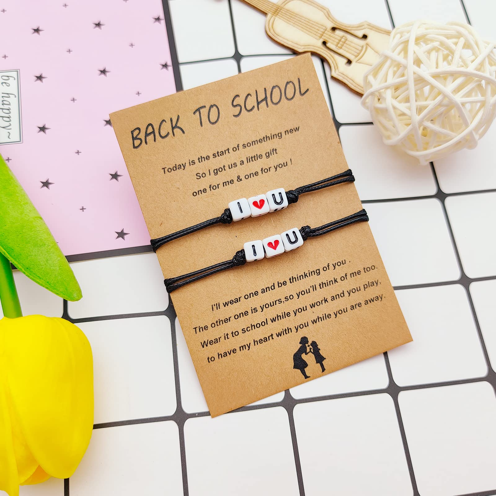 Ymimanchil First Day of School Bracelets for Mom and Daughter Back to School Bracelet Back to School Gifts Mommy and Me Bracelets Back to School (B)