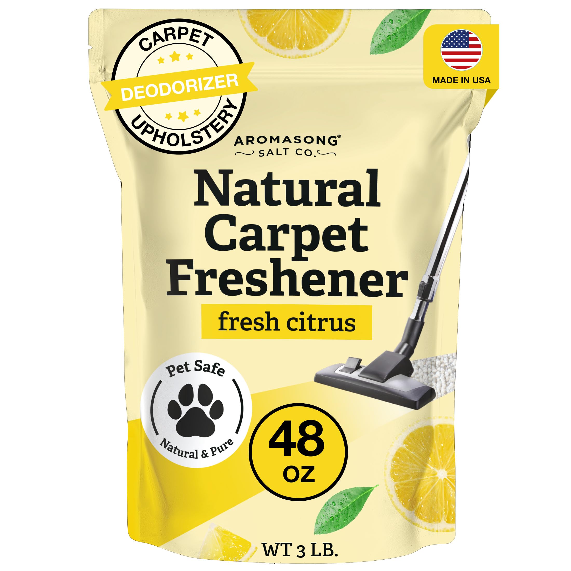 Aromasong Carpet Deodorizer - 100% Natural Carpet Freshener Powder - Safe For Pets - Carpet Powder For Vacuuming - Upholstery Deodorizer - Effective Pet Odor Eliminator For Strong Odor & Pet Urine