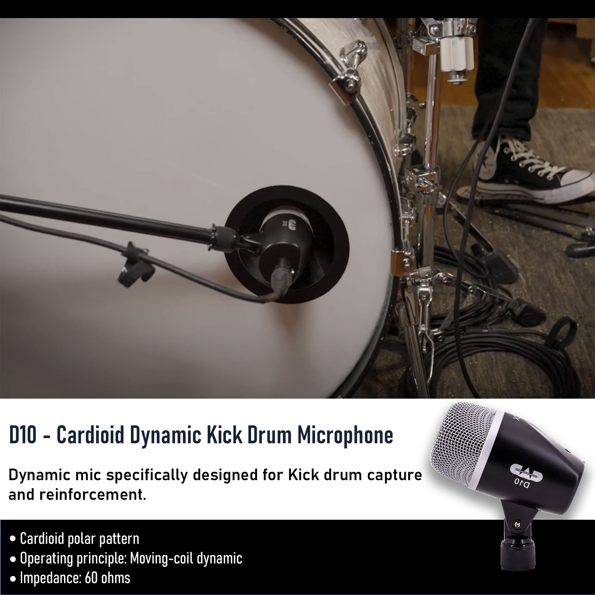 Cad Audio Stage7 Premium 7-Piece Drum Instrument Mic Pack with Vinyl Carrying Case + 7 On Stage Microphones Cables, 20 Feet, XLR