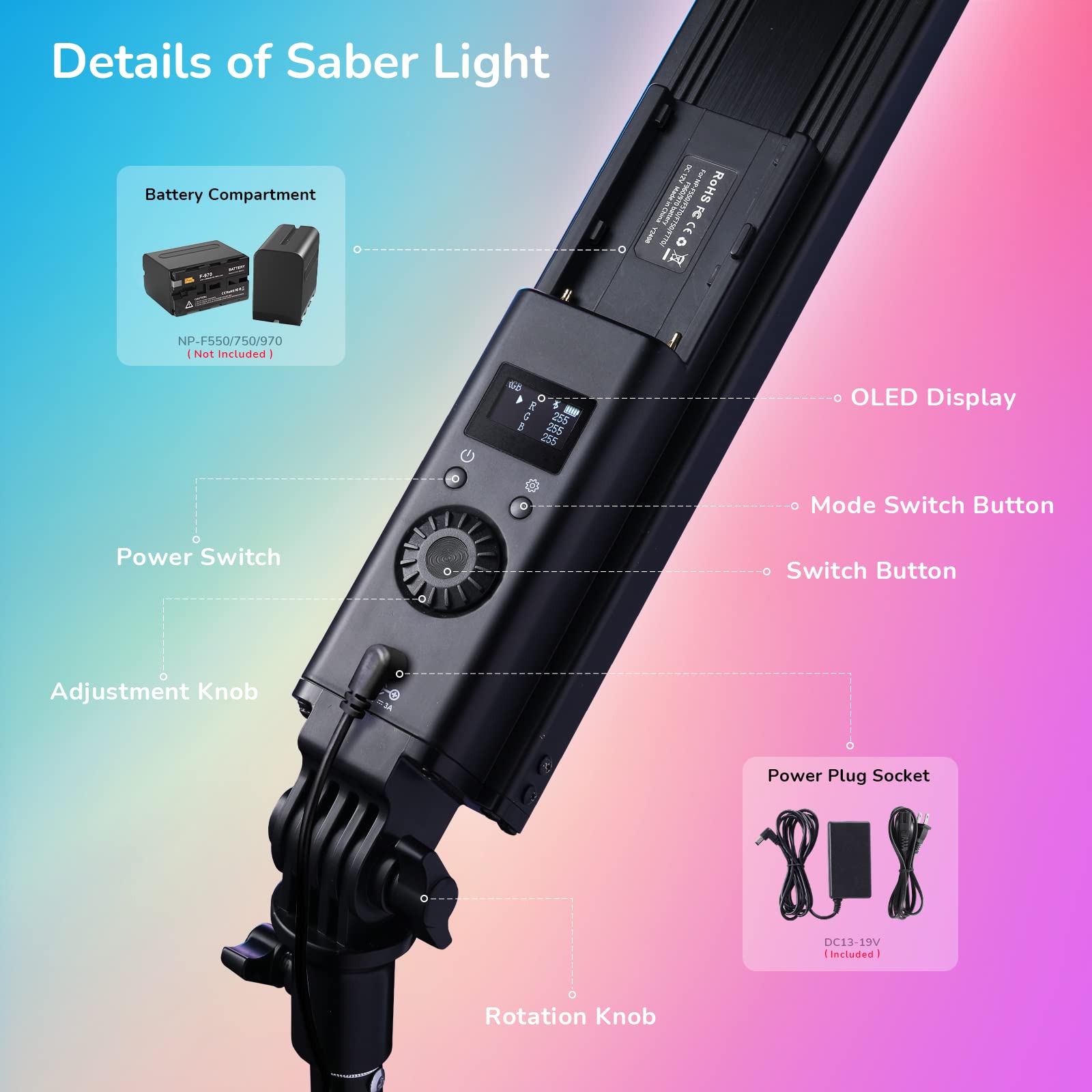 LED Tube Lights with 2500-8500K for Video|Light Wand from Pixel| Led Light Stick with Tripods| Light Wand Photography 2 Packs|RGB Tube Light with Carrying Bag|Photo Led Light Bar Controlled by APP