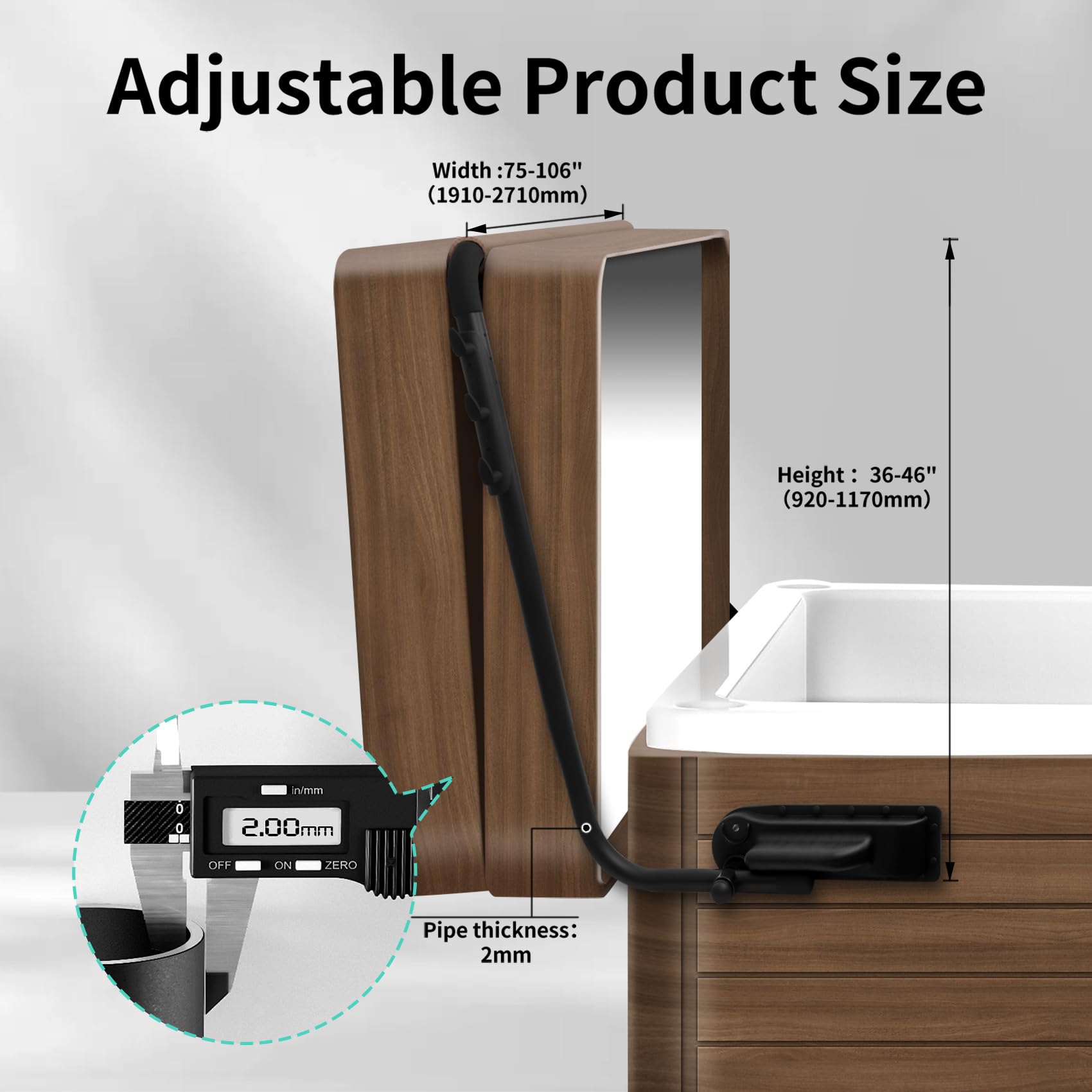 Karagas Hot Tub Cover Lifter, Pivot Top Mount Spa Fits Most Spa & Hot Tub Cover Lift Removal System, Spa Cover Lift with 3 Hook Towel Rack, Reinforced Brackets and Double Coated Aluminum Structure