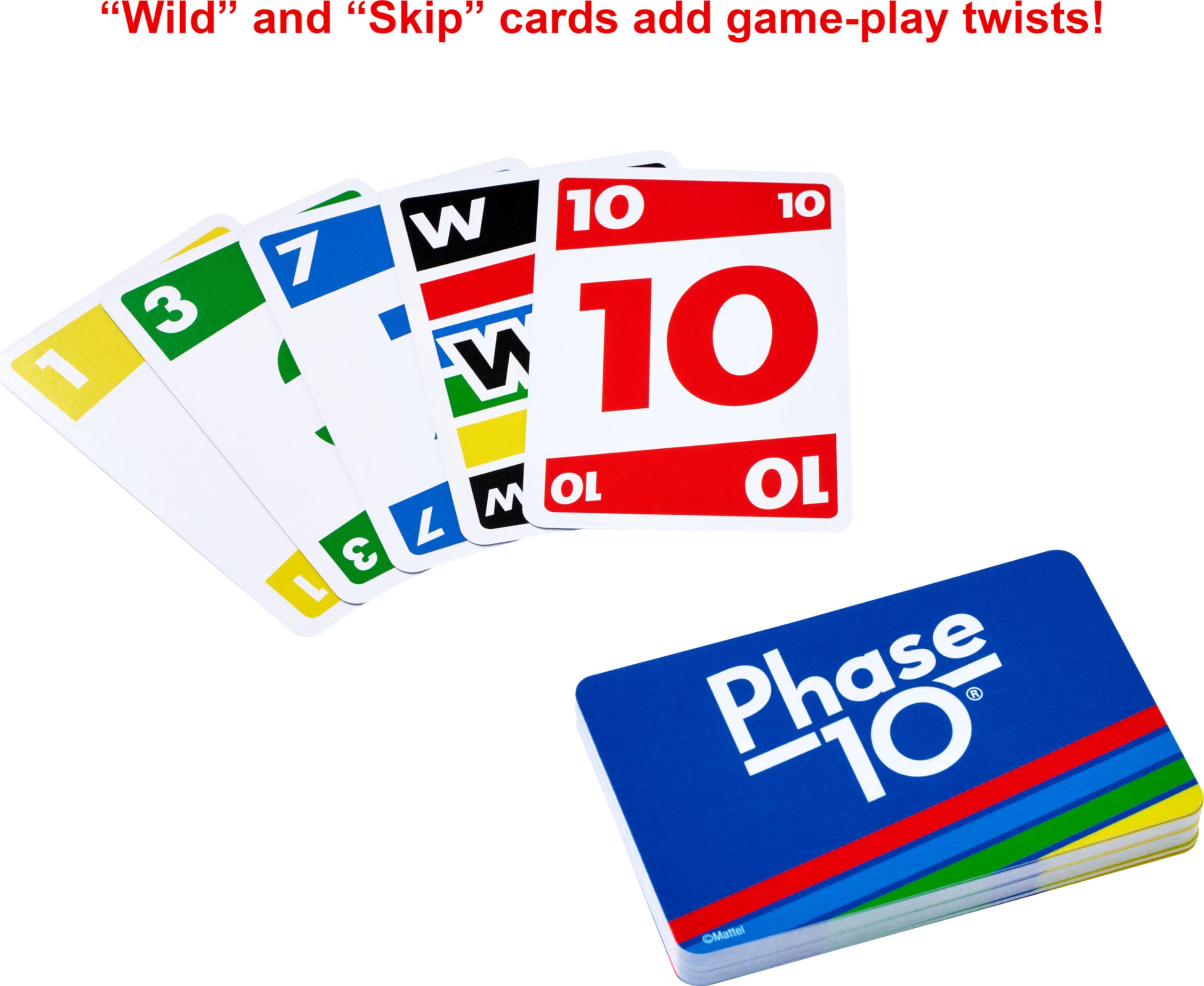 Mattel Games Phase 10 Card Game for Families, Adults & Kids, Challenging & Exciting Rummy-Style Play with Storage Tin (Amazon Exclusive)