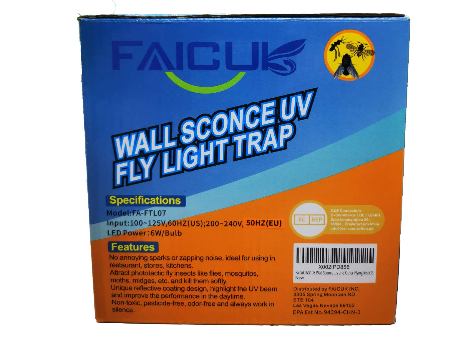 Faicuk Wall Sconce Fly Light Trap for Capturing Flies, Moths, Gnats, Mosquitos and Other Flying Insects-12"x6.1"x5.98"