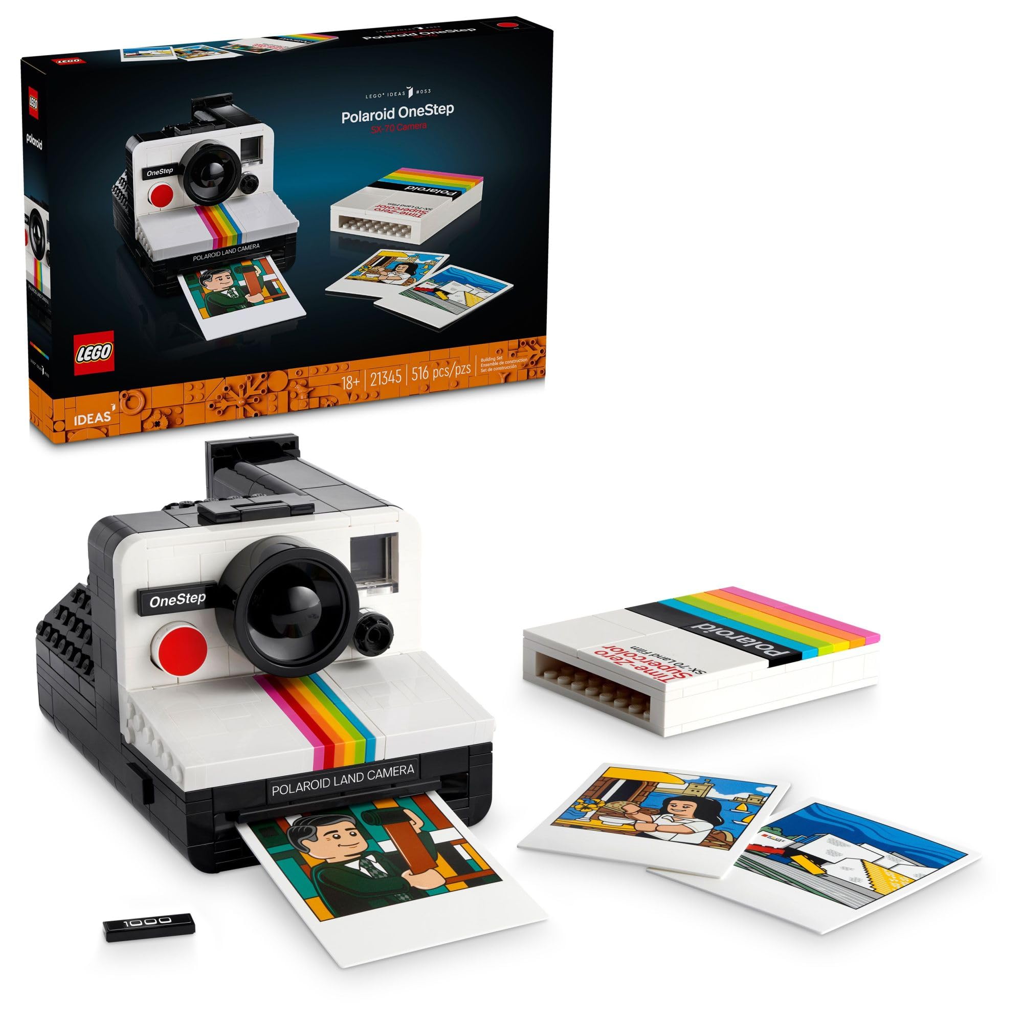 LEGO Ideas Polaroid OneStep SX-70 Building Sets for Adults - Vintage Polaroid Model DIY Crafts Kit, Ages 18+ - Collectible & Unique Gift for Christmas for Photographers - 21345