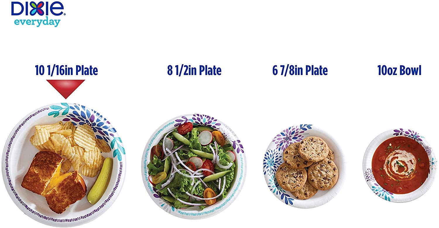 Dixie Large Paper Plates, 10 Inch, 220 Count, 2X Stronger*, Microwave-Safe, Soak-Proof, Cut Resistant, Disposable Plates For Everyday Breakfast, Lunch, & Dinner Meals