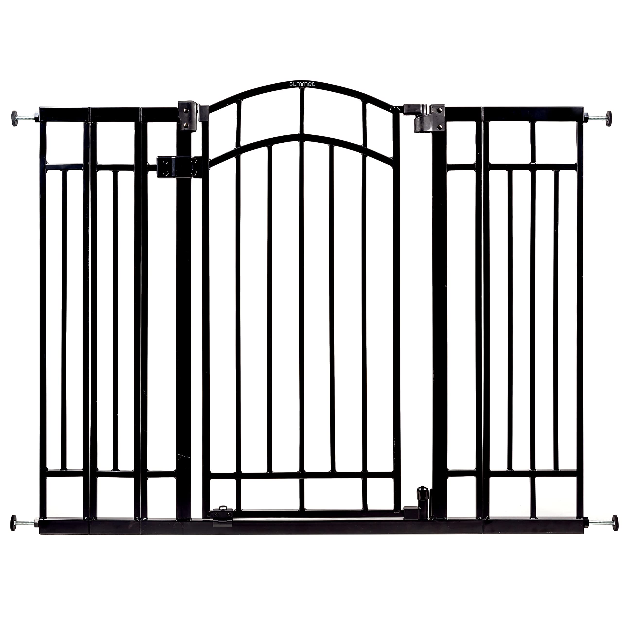 Summer Infant Multi-Use Decorative Extra Tall Walk-Thru Baby Gate, Fits Openings 28.5-48 Inch (Pack of 1), Black Metal, for Doorways and Stairways, 36' Tall Baby and Pet Gate, Black, One Size