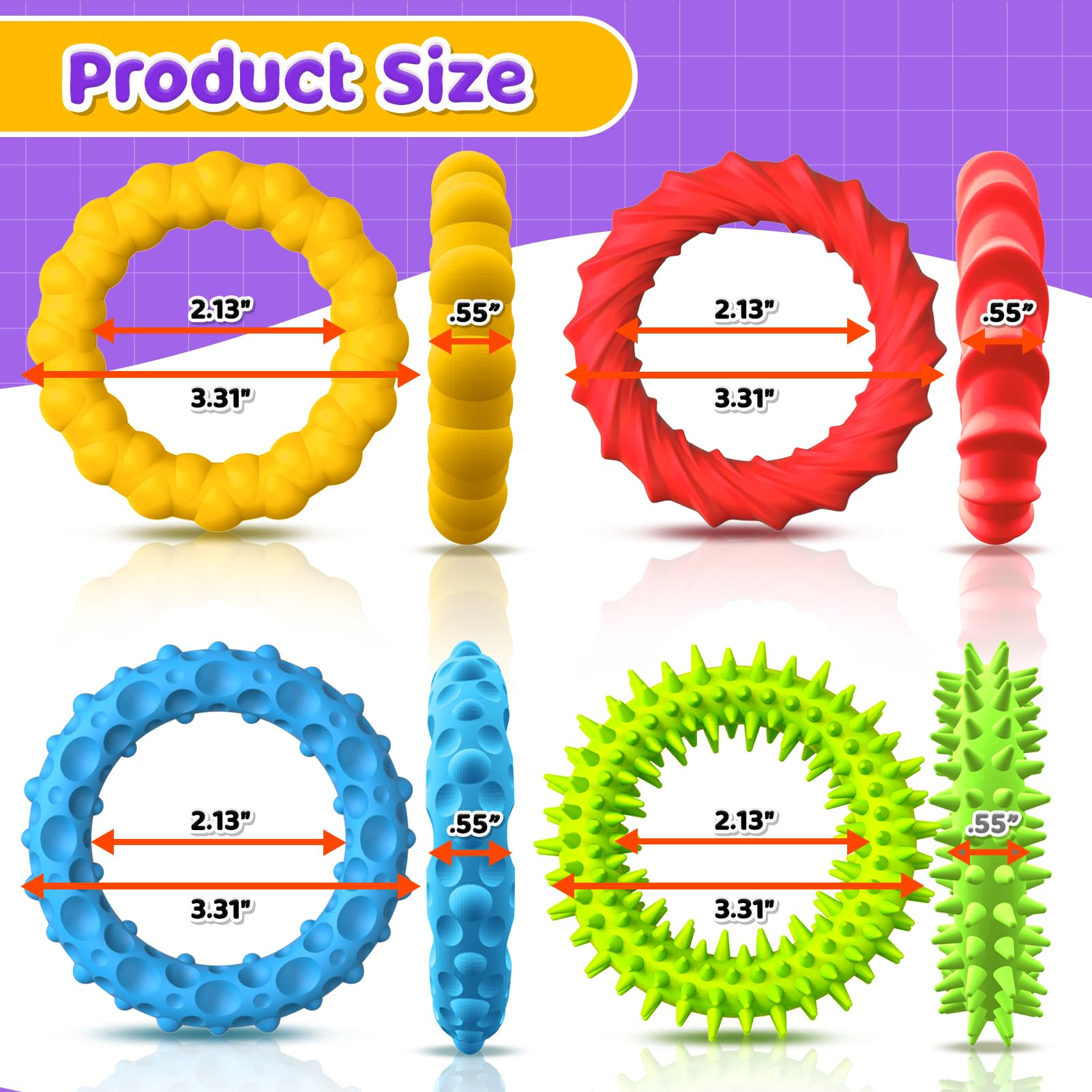 Sensory Fidget Toys for Kids Adults - 4 Pack Stretchy Fidget Toys Bracelet | Texture & Calming Autism Sensory Toys for Special Needs Autistic Children Classroom Fidgets| Easter Basket Stuffers