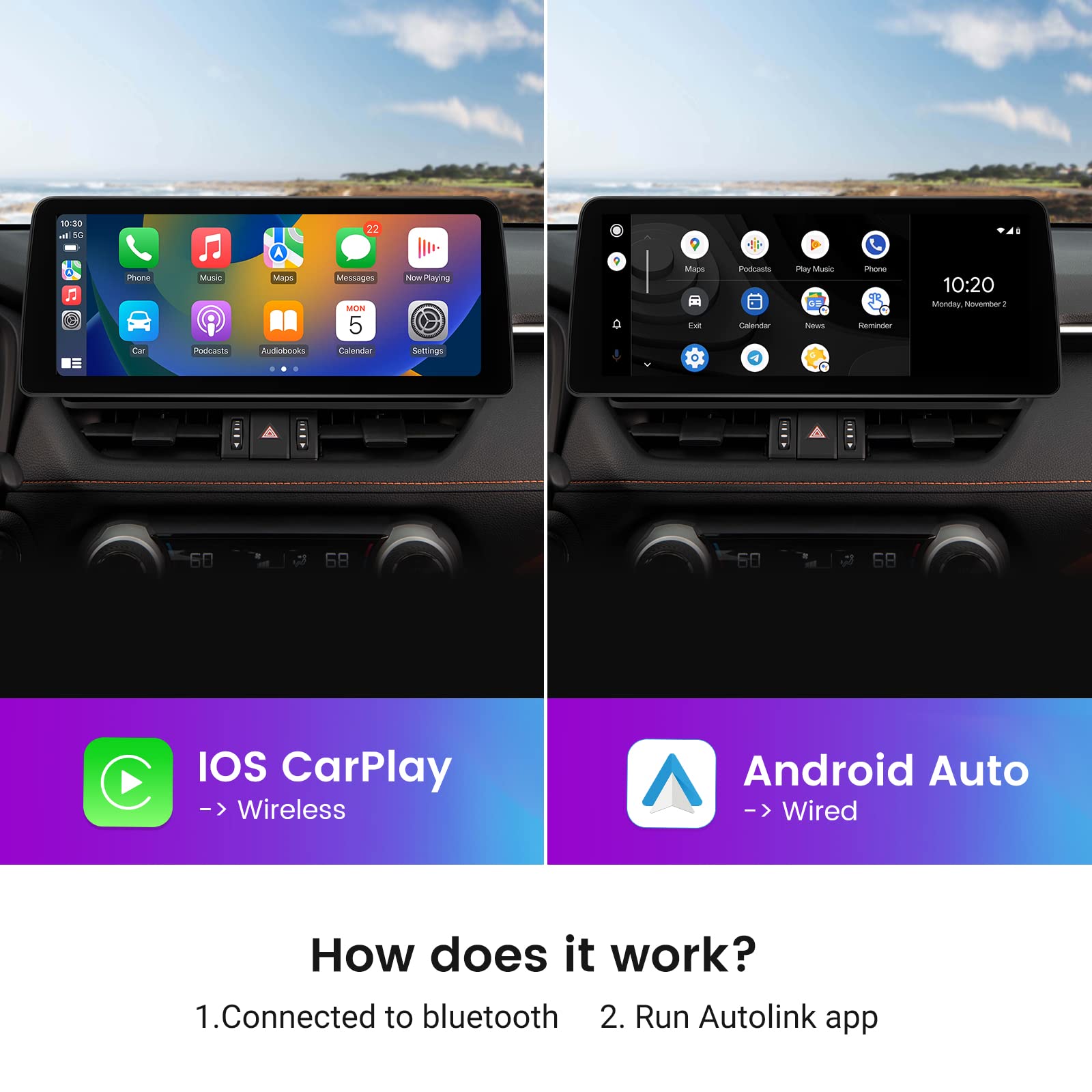 Roadanvi 12.3" 8GB+128GB Android Car Stereo for Toyota RAV4 2019 2020 2021, Wireless Apple Carplay & Andorid Auto, AM/FM Radio,Bluetooth,8 Core, Head Unit, QLED, 1920x720 Touch Screen, GPS Navigation