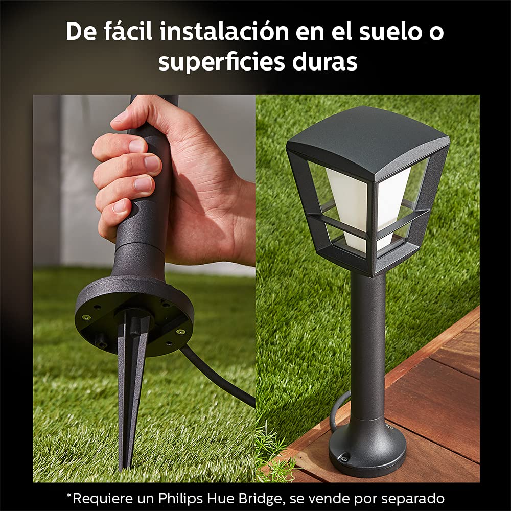 Philips Hue Econic White & Color Ambiance Outdoor Smart Pathway Light Base kit (Hue Hub Required), 1 Pathway Light + mounting kit, Works with Alexa
