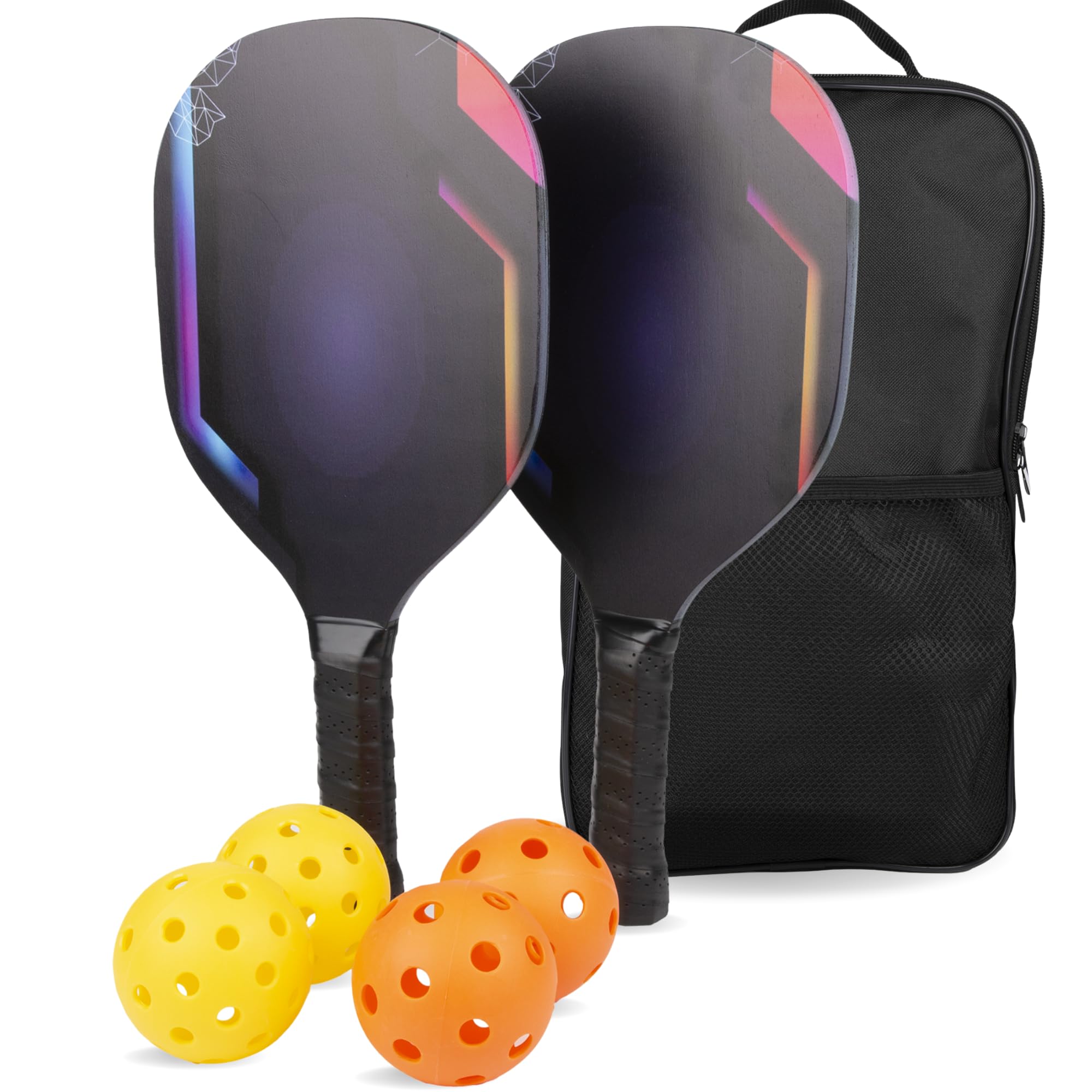 PIXIDU Pickleball Paddles Set of 2 - Pickleball Sets with Bag Pickleball Rackets Pickle-Ball Equipment Complete 2 Rackets and 4 Balls for Adults and Kids