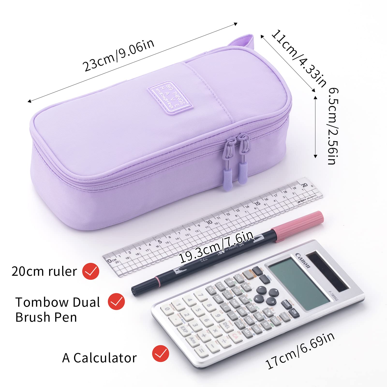 CICIMELON Durable Pen Pencil Case Big Storage Pen Pouch Bag for School Supplies Office College Teen Girls Adults, Purple