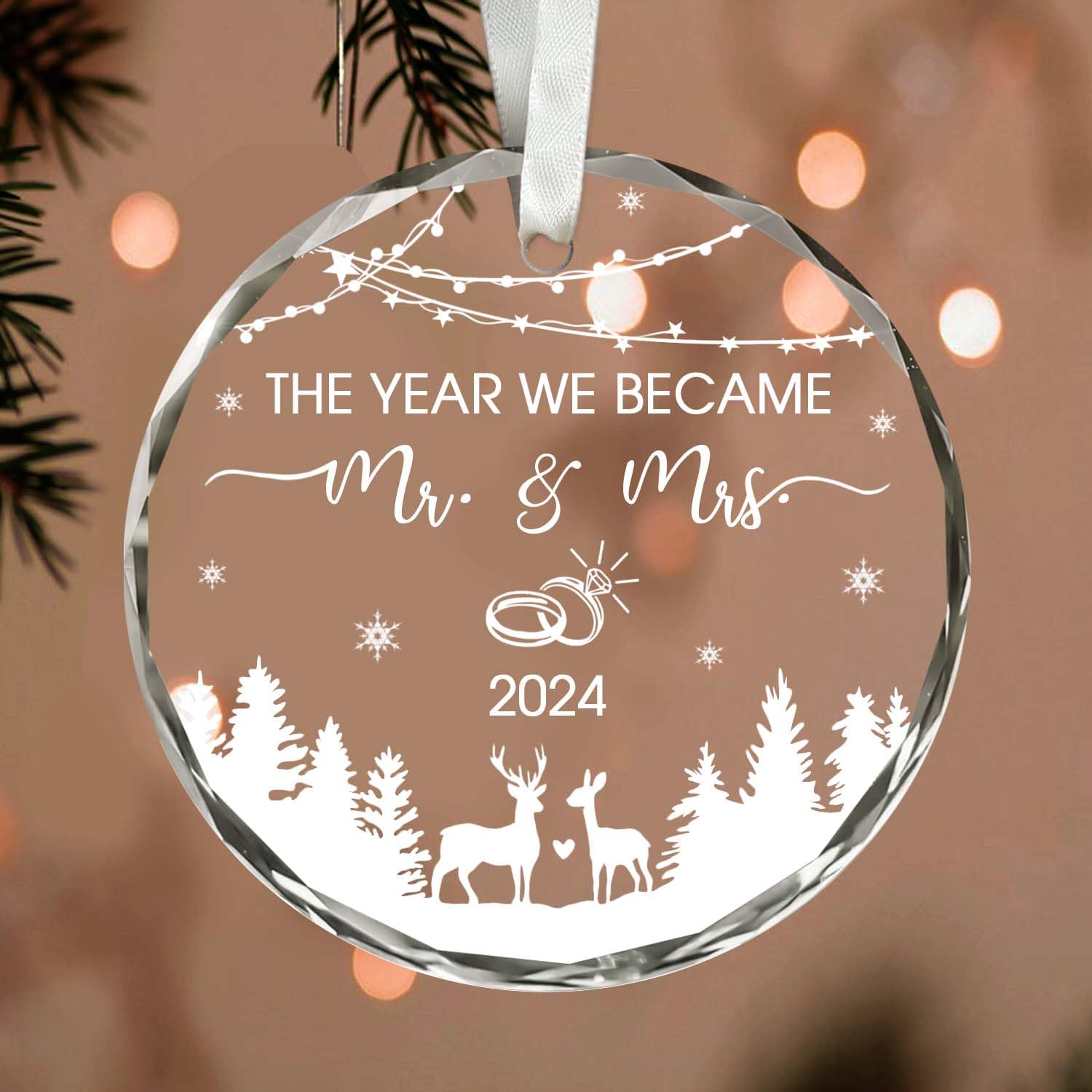 BSQUIELE Wedding Gifts - Mr Mrs Gifts - Mr and Mrs Christmas Ornament 2024 - The Year We Became Mr Mrs - Wedding Gifts for Couple, Bride, Wife, Her - Future Mr and Mrs Gifts - Bridal Shower Gifts