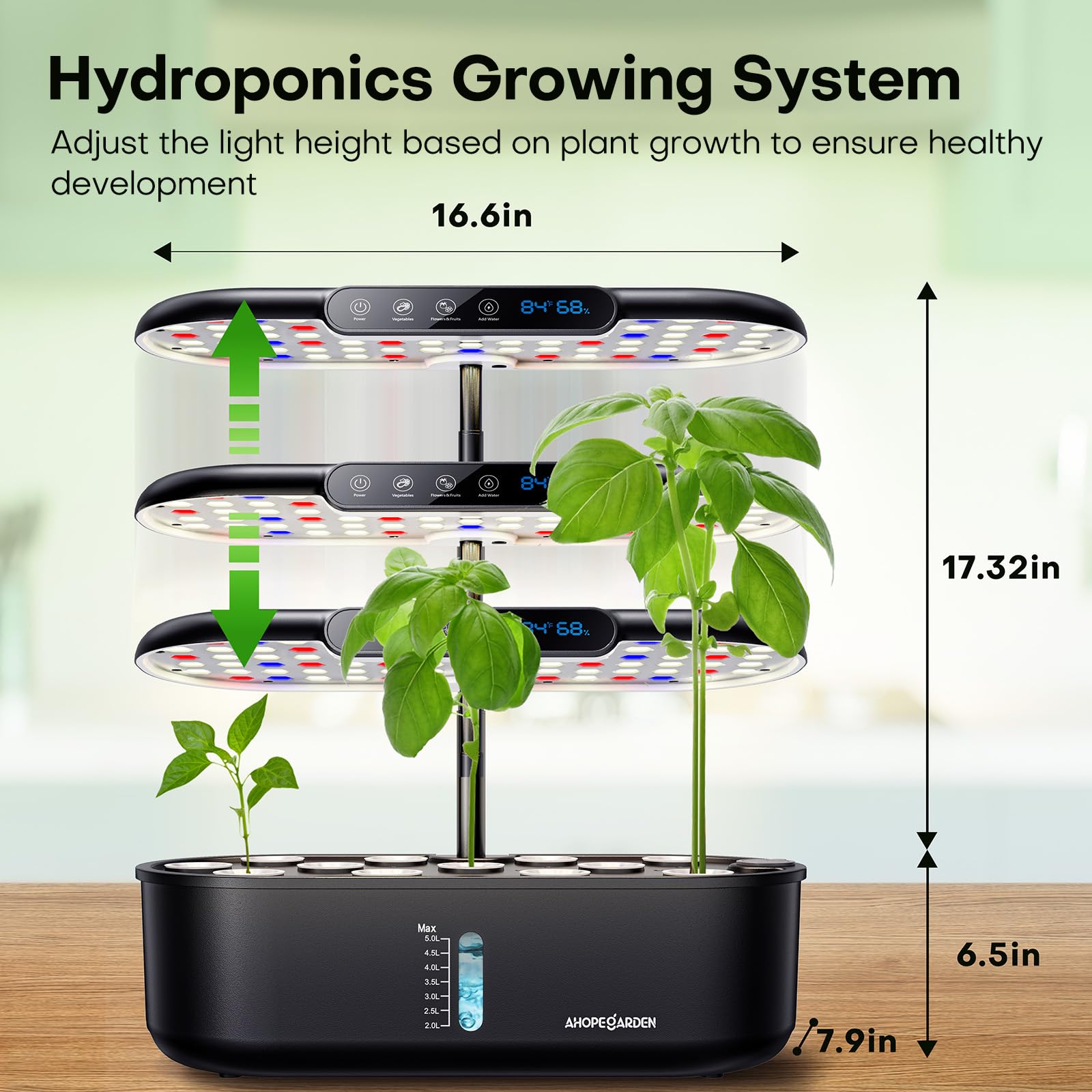 Ahopegarden Hydroponics Growing System kit Indoor Garden, 12 Pods Plant herb Garden with LCD Environmental Detection Germination Vegetable LED Growth Lamp, Hydroponics Grower Healthy Fresh Vegetables