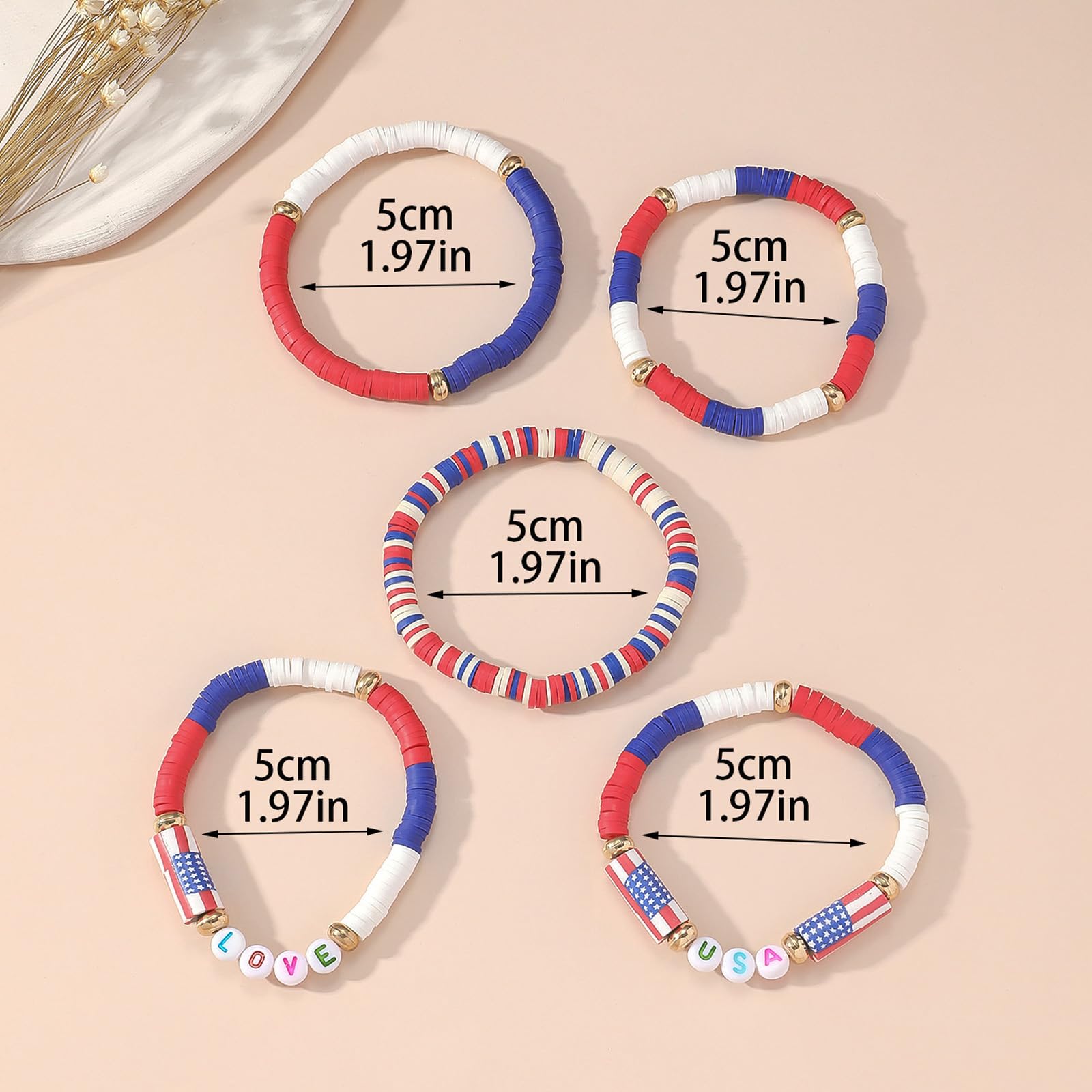 Artlunar USA Bracelets Red White And Blue Accessories Handmade Jewelry Gifts for Teen Boys Girls