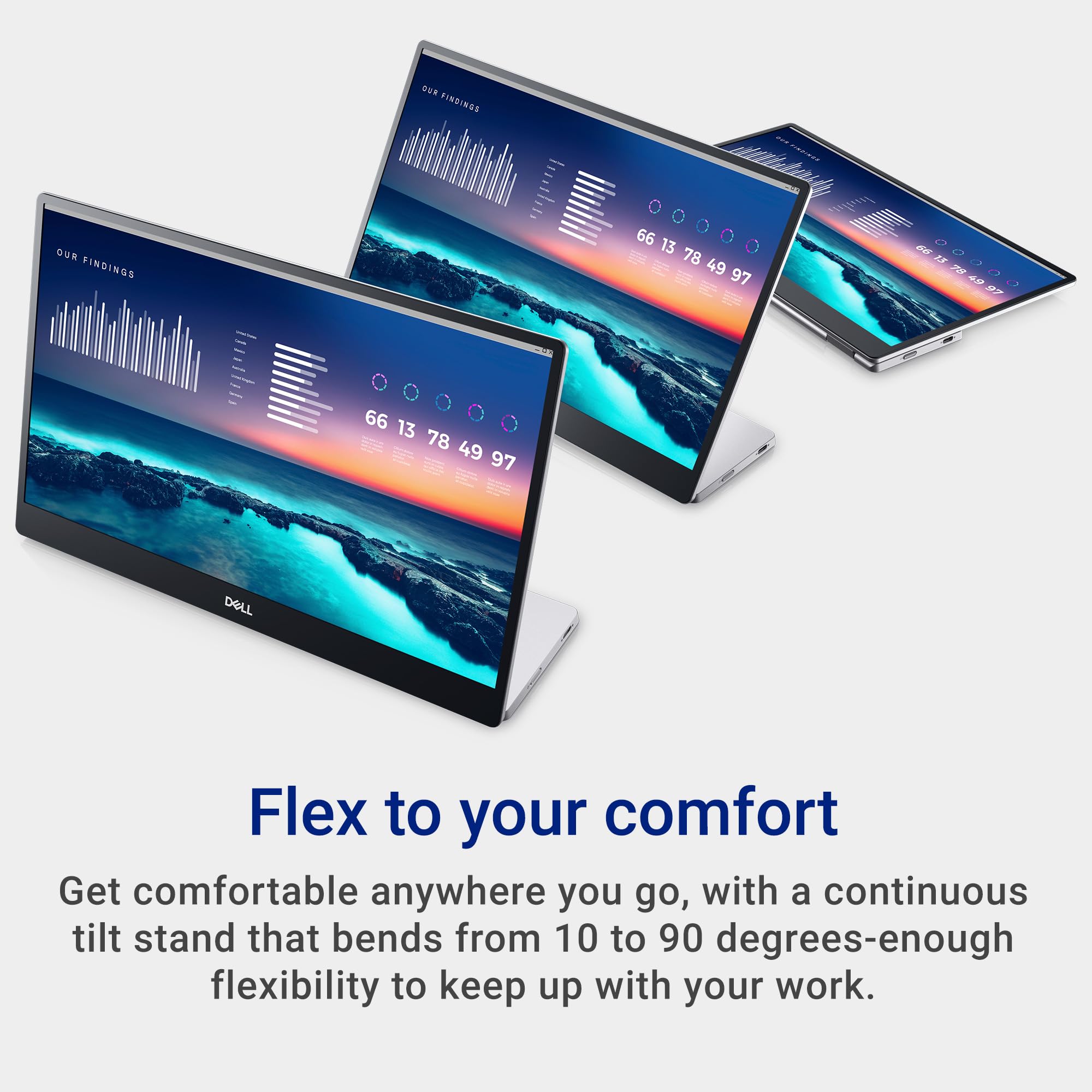 Dell 14 Portable Monitor - P1424H - 14-inch Full HD (1080p) 1920 x 1080, IPS Panel, USB-C connectivity, Comfortview, 3-Year Advanced Exchange Service - Silver