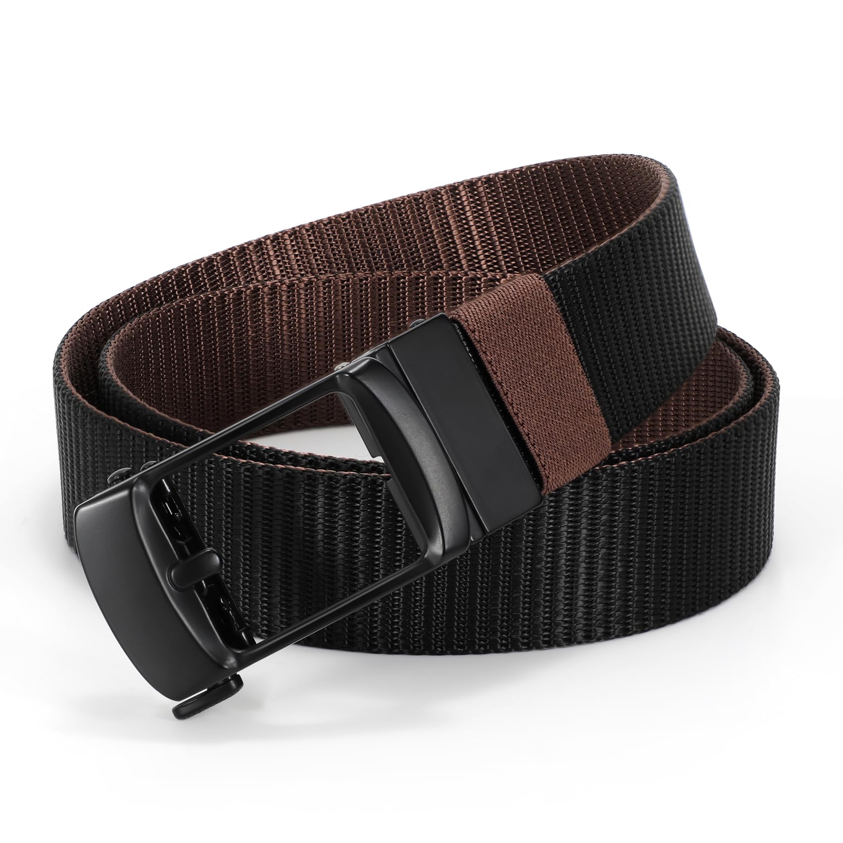 JASGOOD Mens Nylon Ratchet Belt Reversible,Web Casual Belt for Jeans Pants Men Golf Belt 2 In 1 Belt