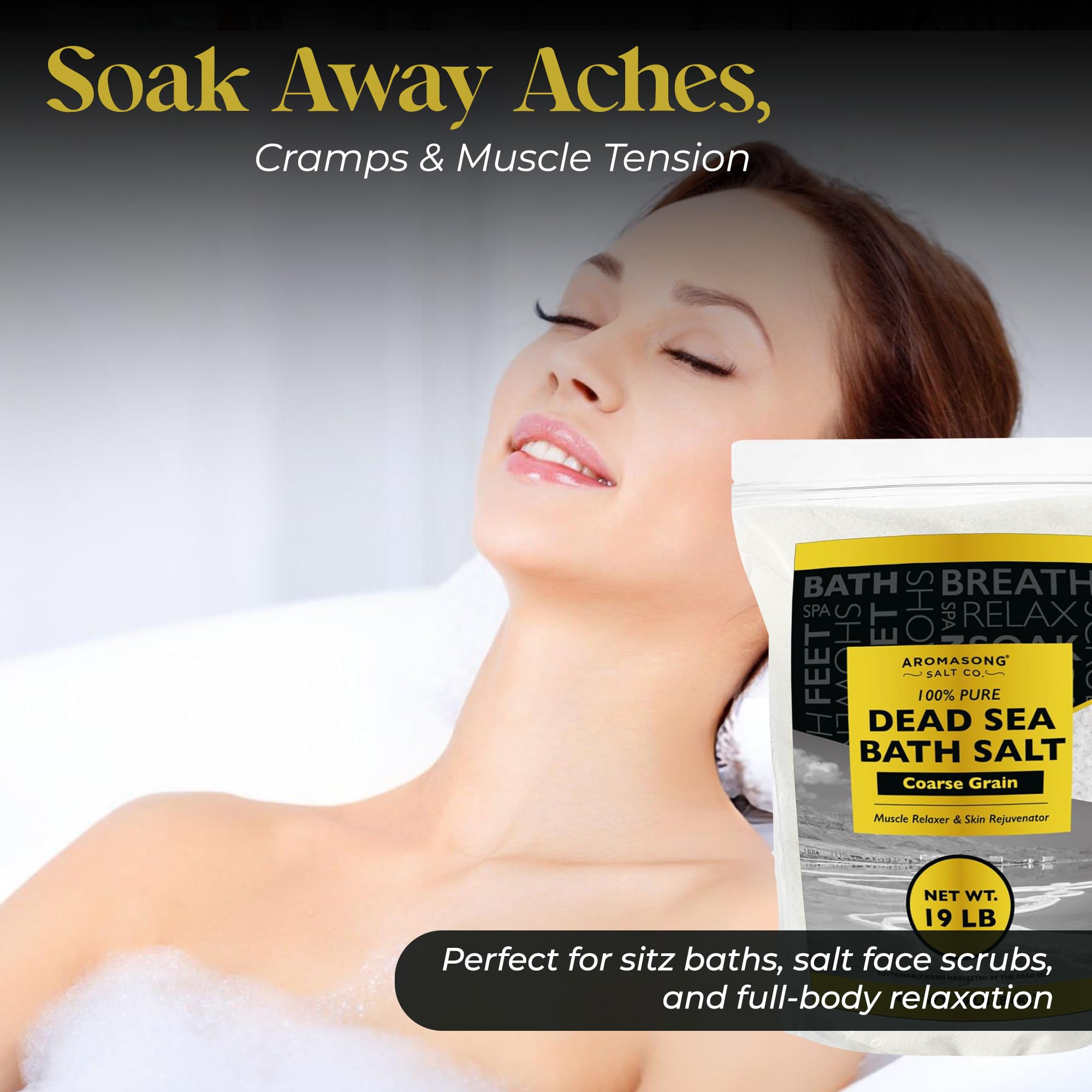 Aromasong Dead Sea Bath Salt 19 lb + Lavender Dead Sea Bath Salt 5 lb – Coarse Grain, 100% Natural Minerals, Skin Softening, Relaxation, Muscle Relief & Spa-Quality Soak at Home