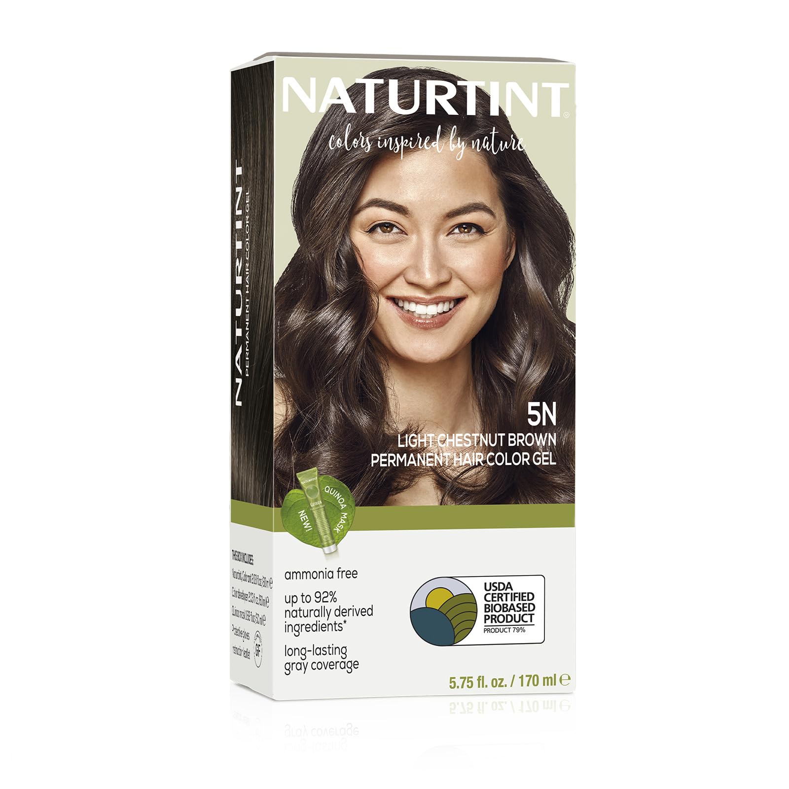 Naturtint Permanent Hair Color 5N Light Chestnut Brown (Pack of 1), Ammonia Free, Vegan, Cruelty Free, up to 100% Gray Coverage, Long Lasting Results