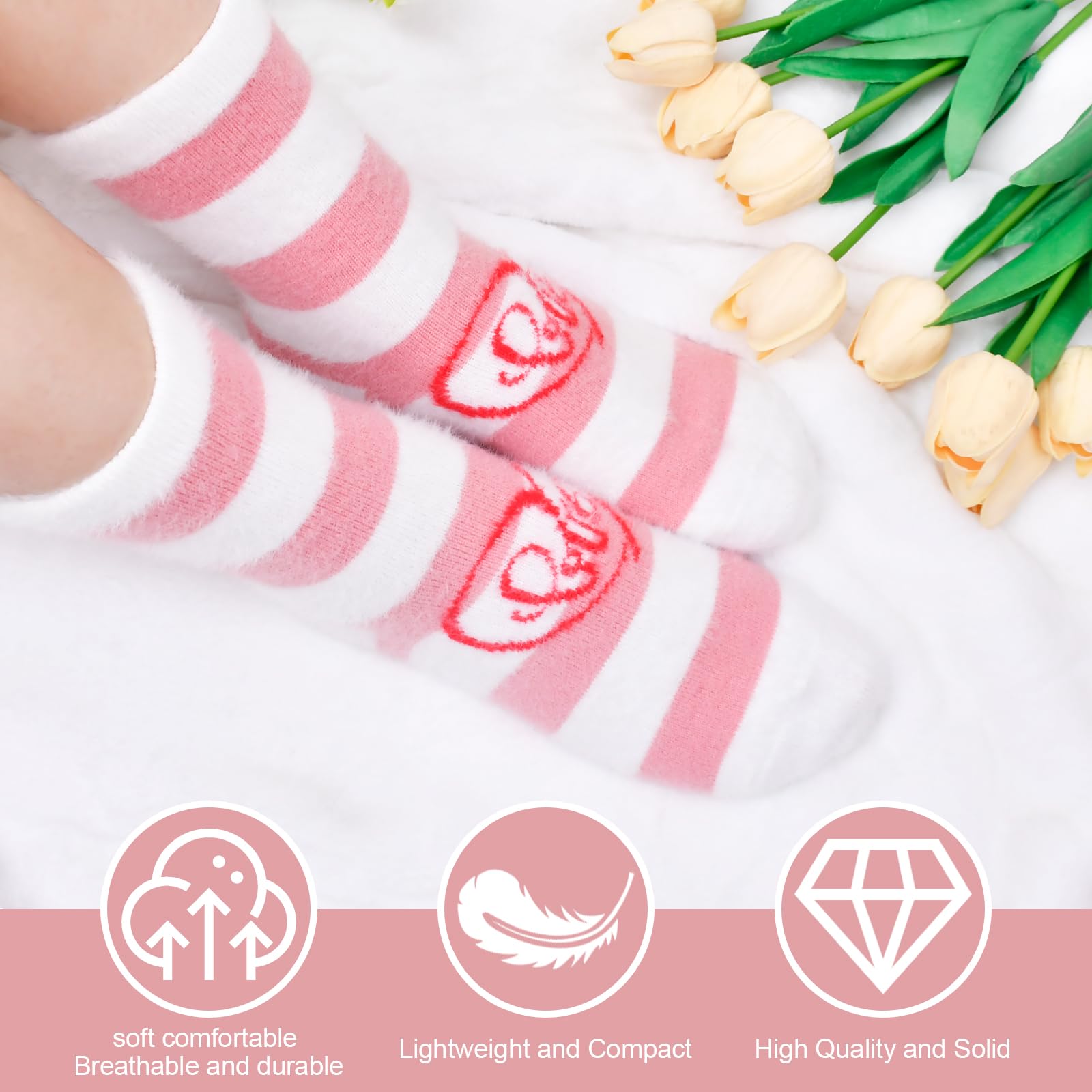 FilmHOO Valentines Day Gifts for Her Fuzzy Socks for Women Christmas Stocking Stuffers for Women Cozy Fluffy Warm Socks