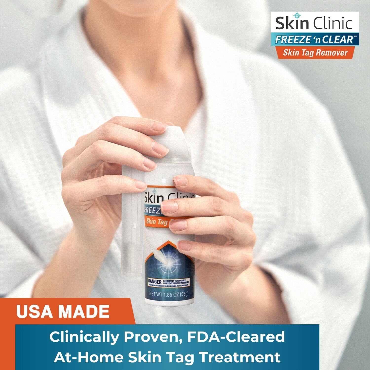Skin Clinic FREEZE 'n CLEAR SkinTAG Remover (FDA-Cleared) at Home Cryo Kit (As Little As 1 Treatment) 8 Applicators + Tweezers