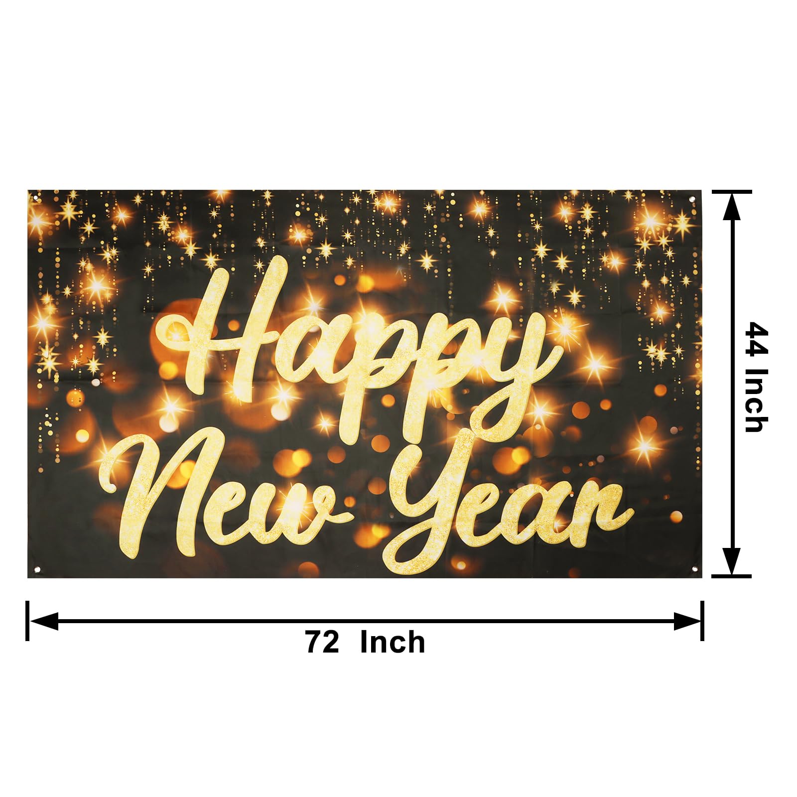 MiniRed New Year Banner, Happy New Year Backdrop Fabric Banner, XtraLarge 72 * 44 Inch New Year Party Decorations Supplies 2025