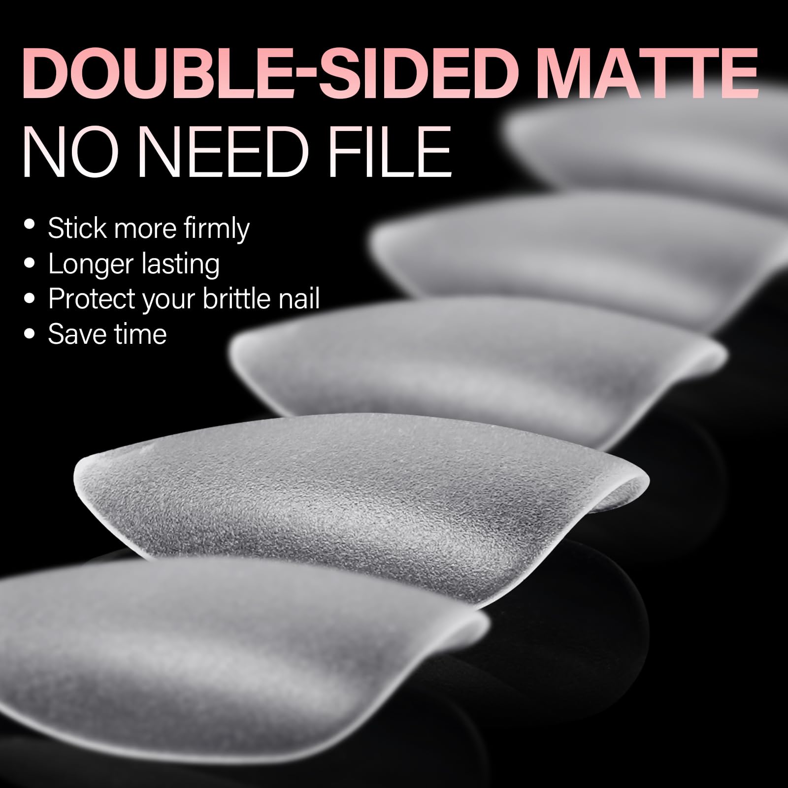AILLSA Medium Almond Nail Tips 450PCS Full Cover Clear Acrylic Nail Tips Double-Sided Matte No Need Base Coat Nail Tips Press on Fake Nail Tips for Nail Tips Extension False Nails DIY Salon 15 Sizes