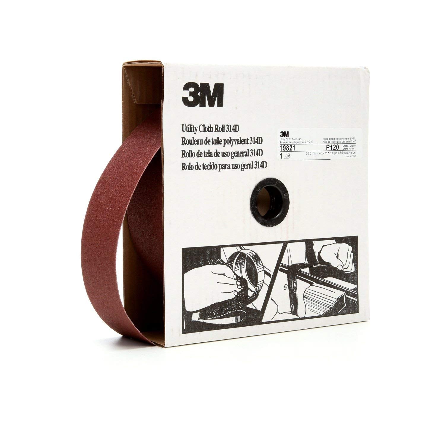 3M Utility Cloth Roll 314D, 2 in x 50 yd P120 J-weight