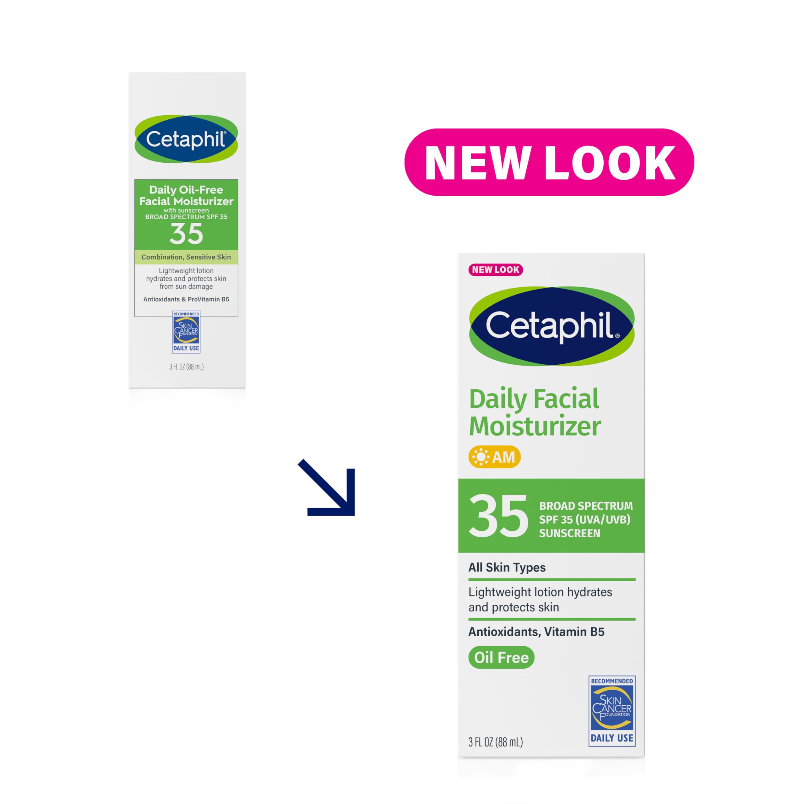 Cetaphil Face Moisturizer, Daily Oil Free Facial Moisturizer with SPF 35, For Dry or Oily Combination Sensitive Skin, Fragrance Free Face Lotion