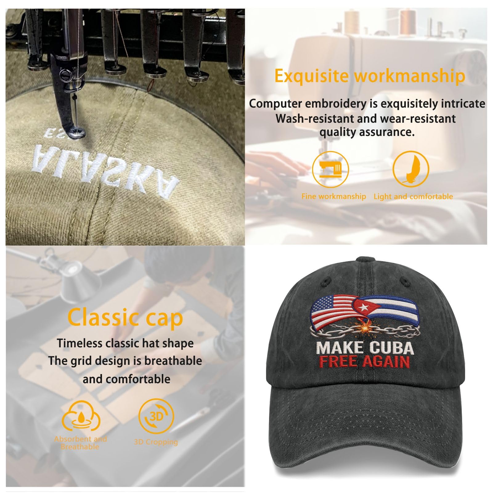 Make Cubas Great Again Embroidered Baseball Hats Garde Caps for Dad