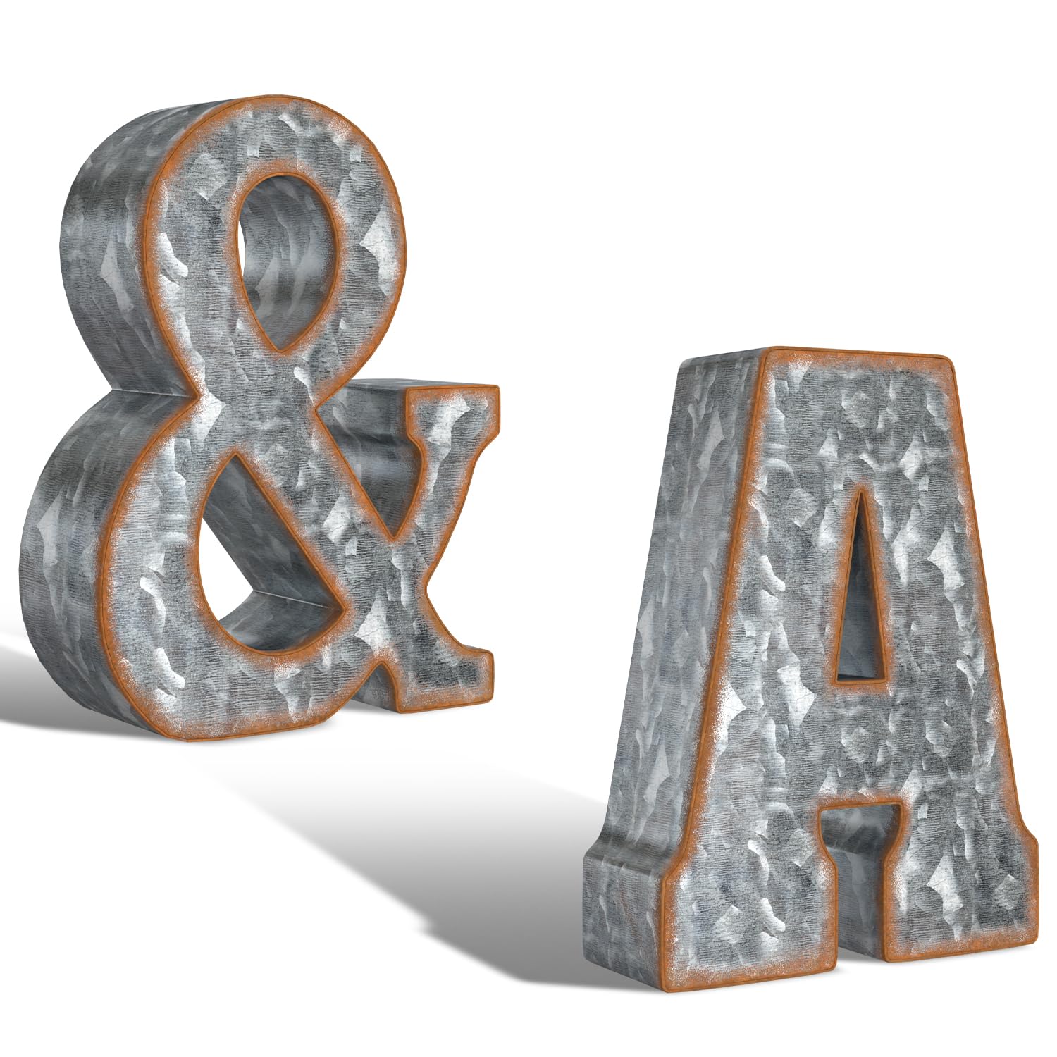 CraftyCrocodile Galvanized Metal Letters for Wall Decor - & and A for Hanging or Freestanding - Unique Blend of Rustic, Vintage, Western, and Industrial Styles, Bundle