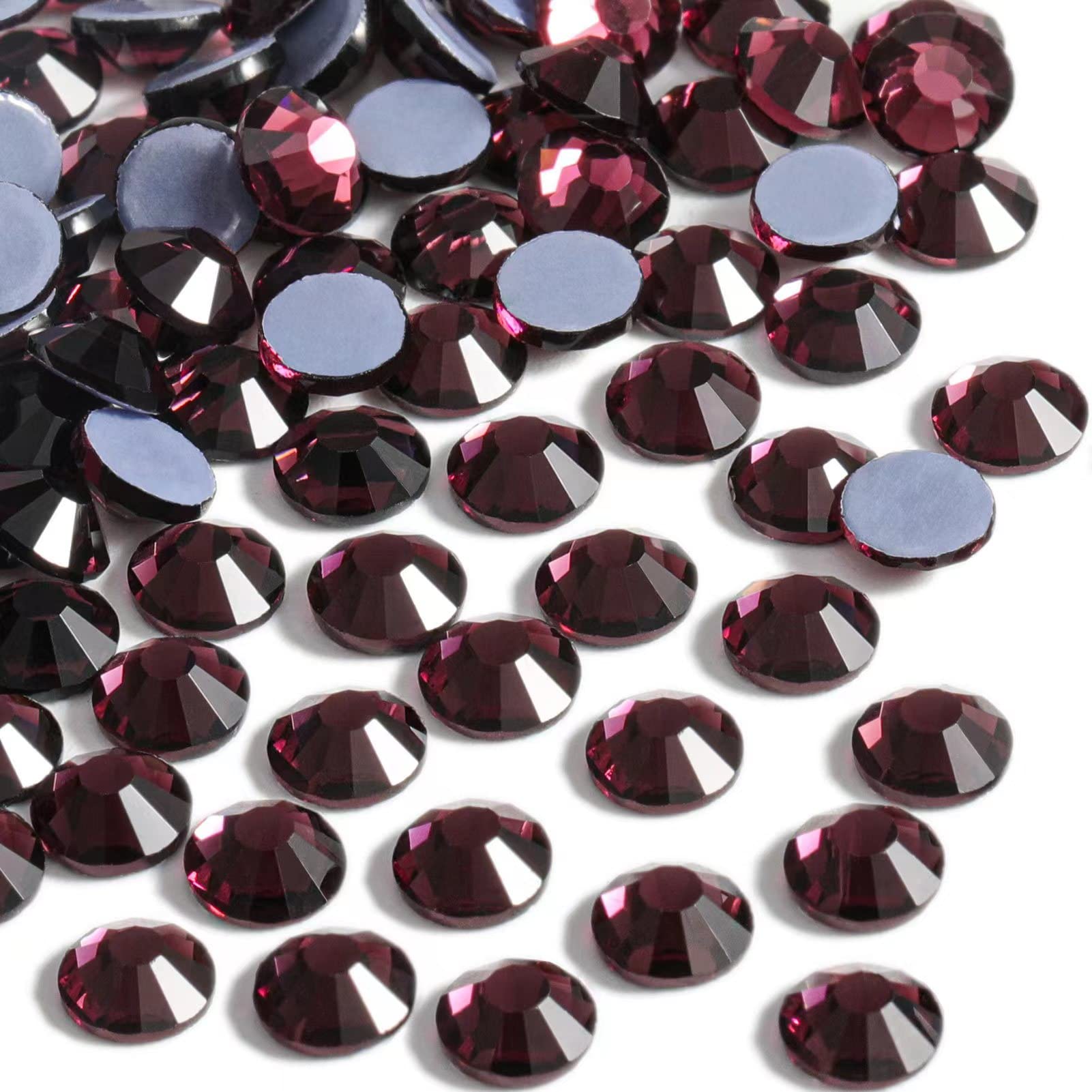 Beadsland Hotfix Rhinestones, 2880pcs Flatback Crystal Rhinestones for Crafts Clothes DIY Decorations, Amethyst, SS6, 1.9-2.1mm