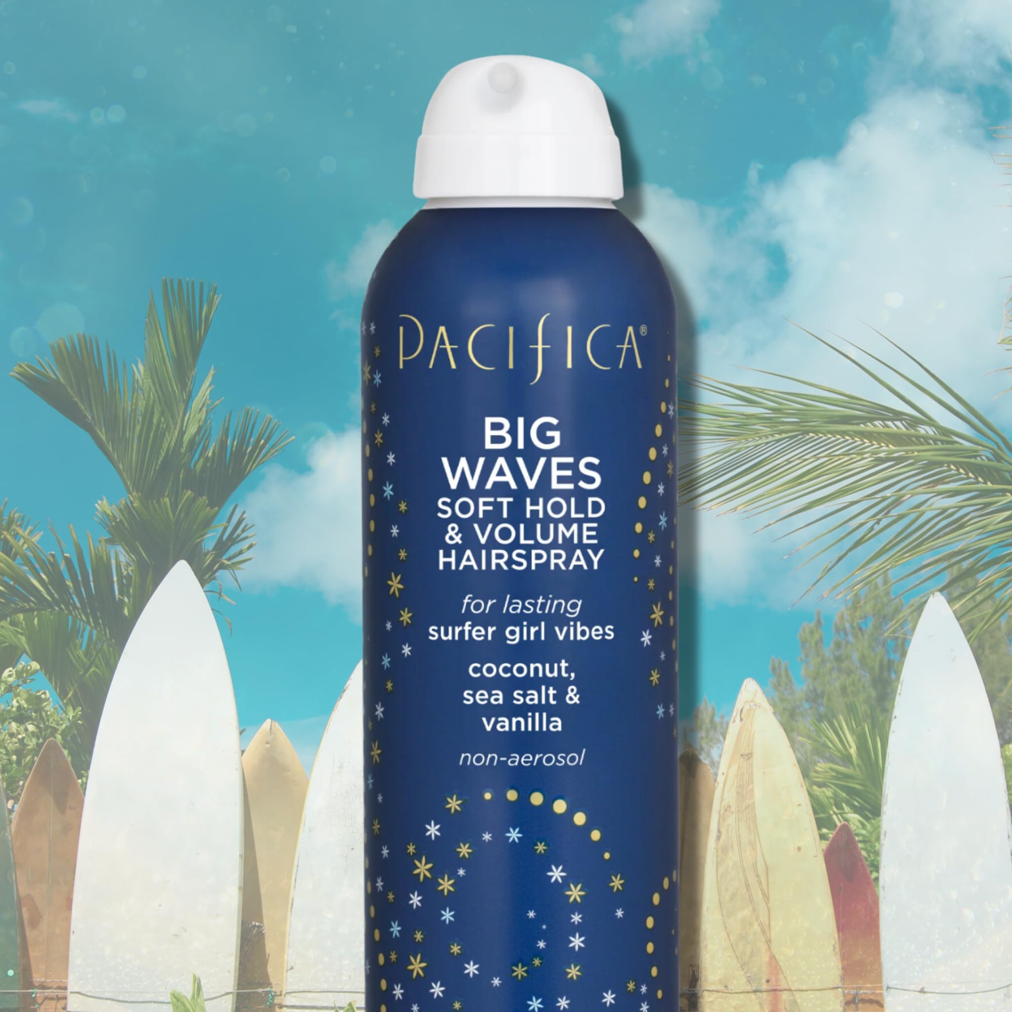 Pacifica Beauty Big Waves Coconut, Vanilla & Sea Salt Hairspray, Controls Frizz & Adds Volume, Designed for Wavy Hair, Vegan & Cruelty-Free, 6 Fl Oz