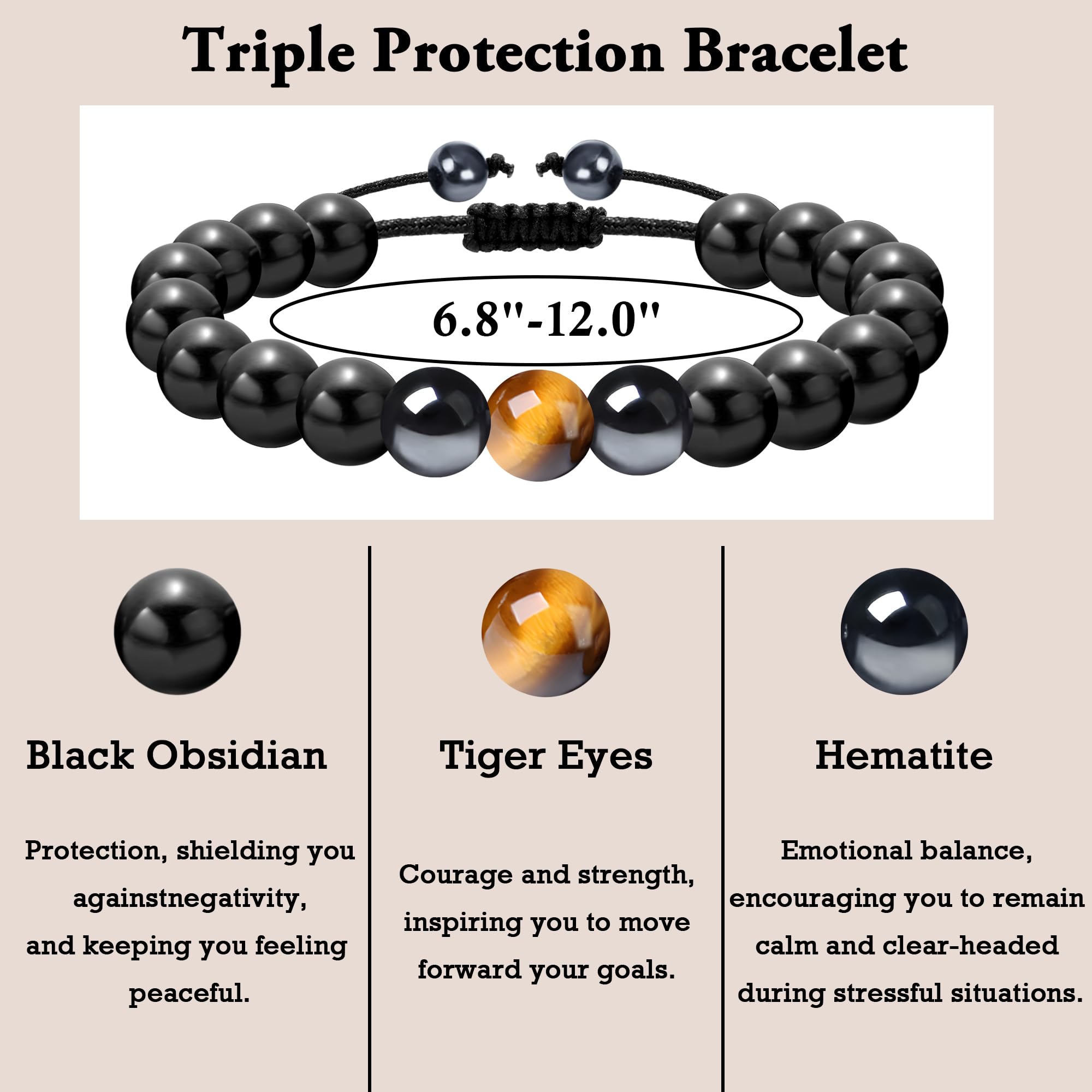 Happy 21St Birthday Gifts For Him, Adjustable Triple Protection Bracelet As 21 Year Old Birthday Gifts For Boys, 21St Bday Jewelry Gift For 21 Year Old Male