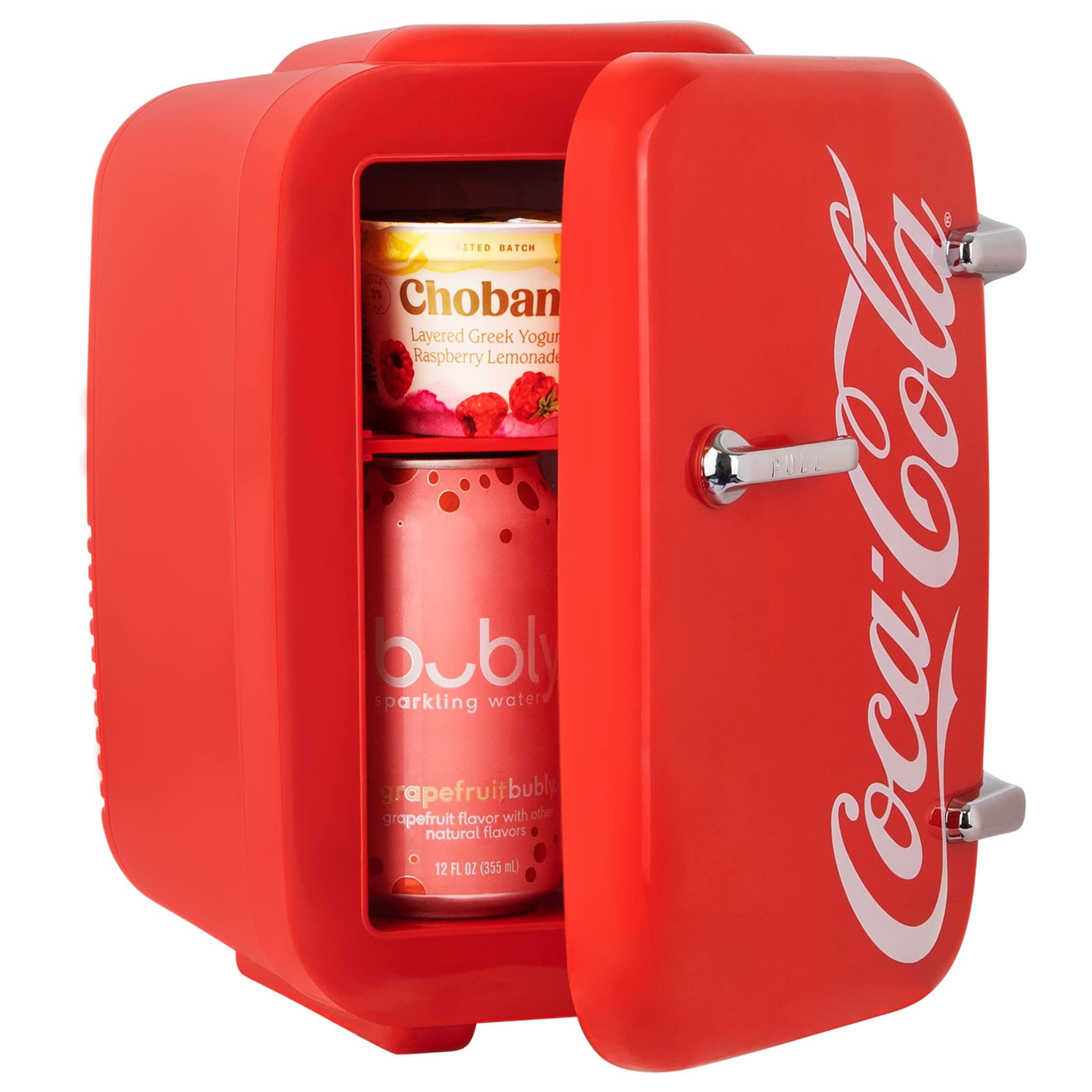 Cooluli Retro Coca-Cola Mini Fridge for Bedroom - Car, Office Desk & College Dorm Room - 4L/6 Can 12V Portable Cooler & Warmer for Food, Drinks & Skincare - AC/DC and Exclusive USB Option (Coke, Red)