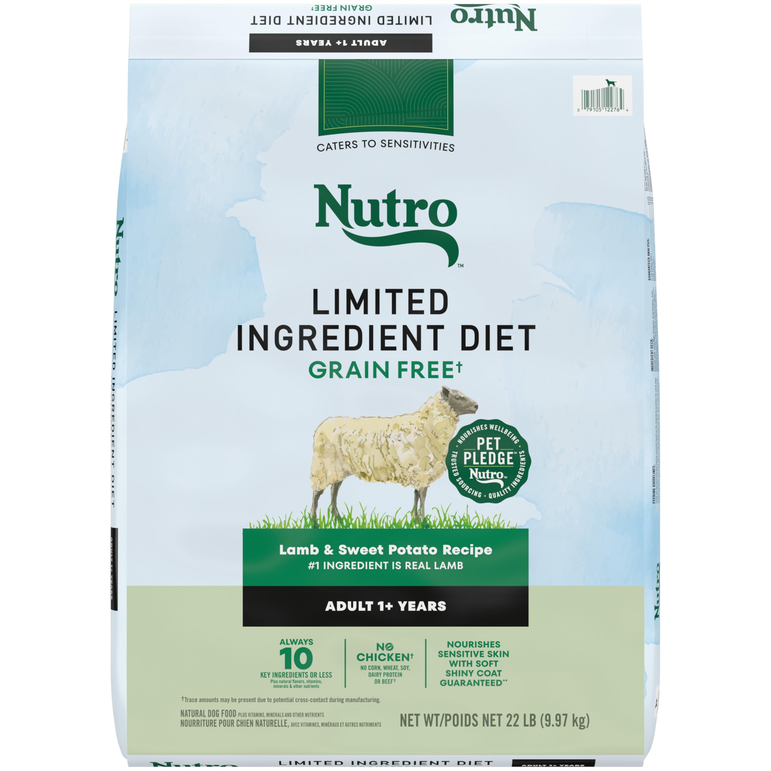 NUTRO Limited Ingredient Diet Adult Dry Dog Food Lamb & Sweet Potato Dog Kibble, 22 lb. Bag