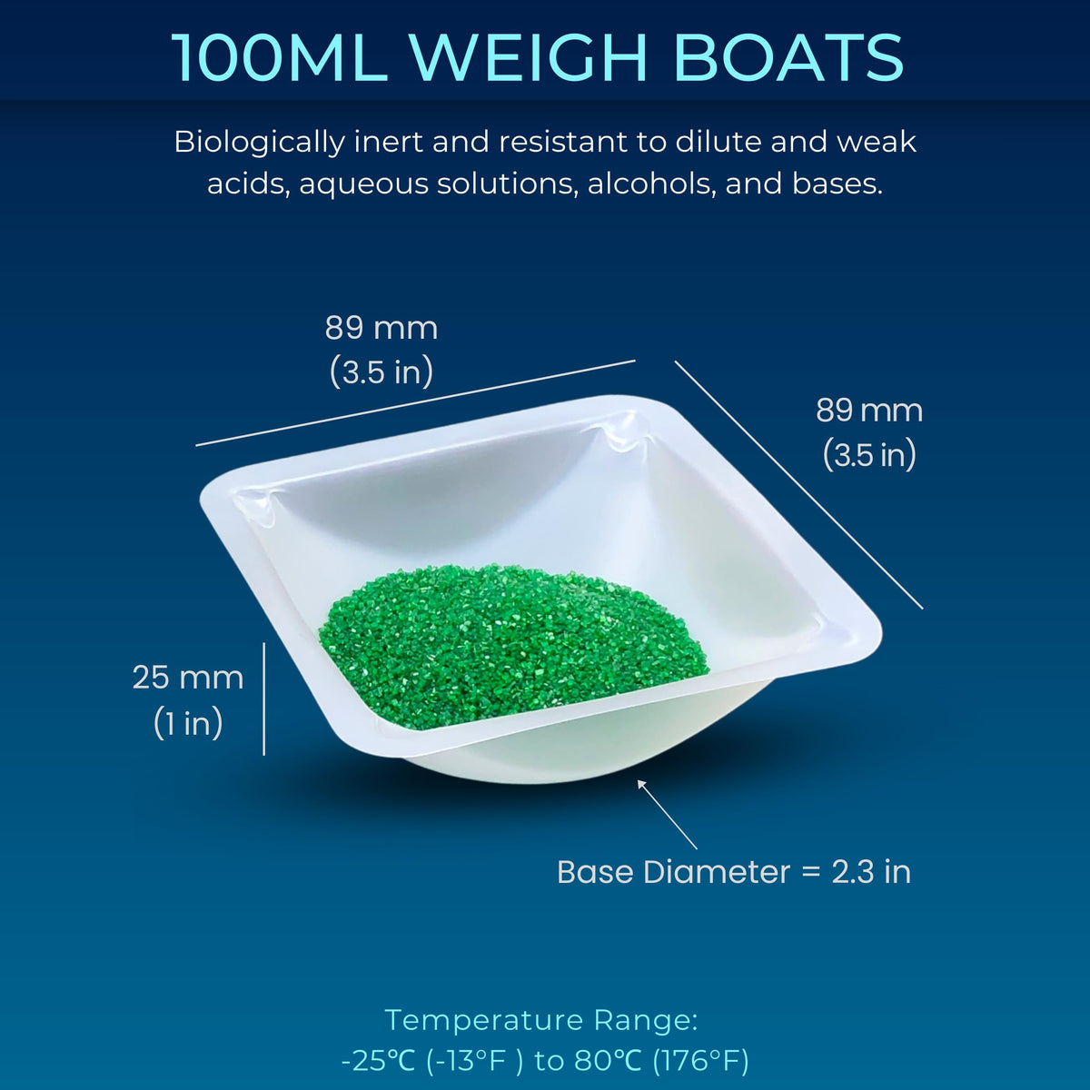 Weigh Boats Medium (100ml, 125 Pack) Disposable Plastic Trays for Scale, Anti-Static Square Tray Weighing Dishes, Polystyrene Lab Dish for Powder Weight, Mixing Epoxy, Food Sample Container, Pour Boat