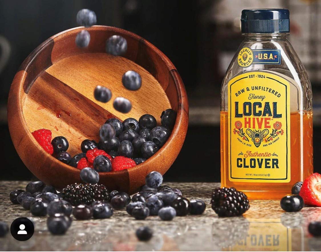 Local Hive Authentic Clover Raw Unfiltered Honey – 16 oz, 100% Pure US Honey, Sourced from American Bees and Beekeepers - Natural Sweetener, Ideal for Tea, Baking, and Cooking