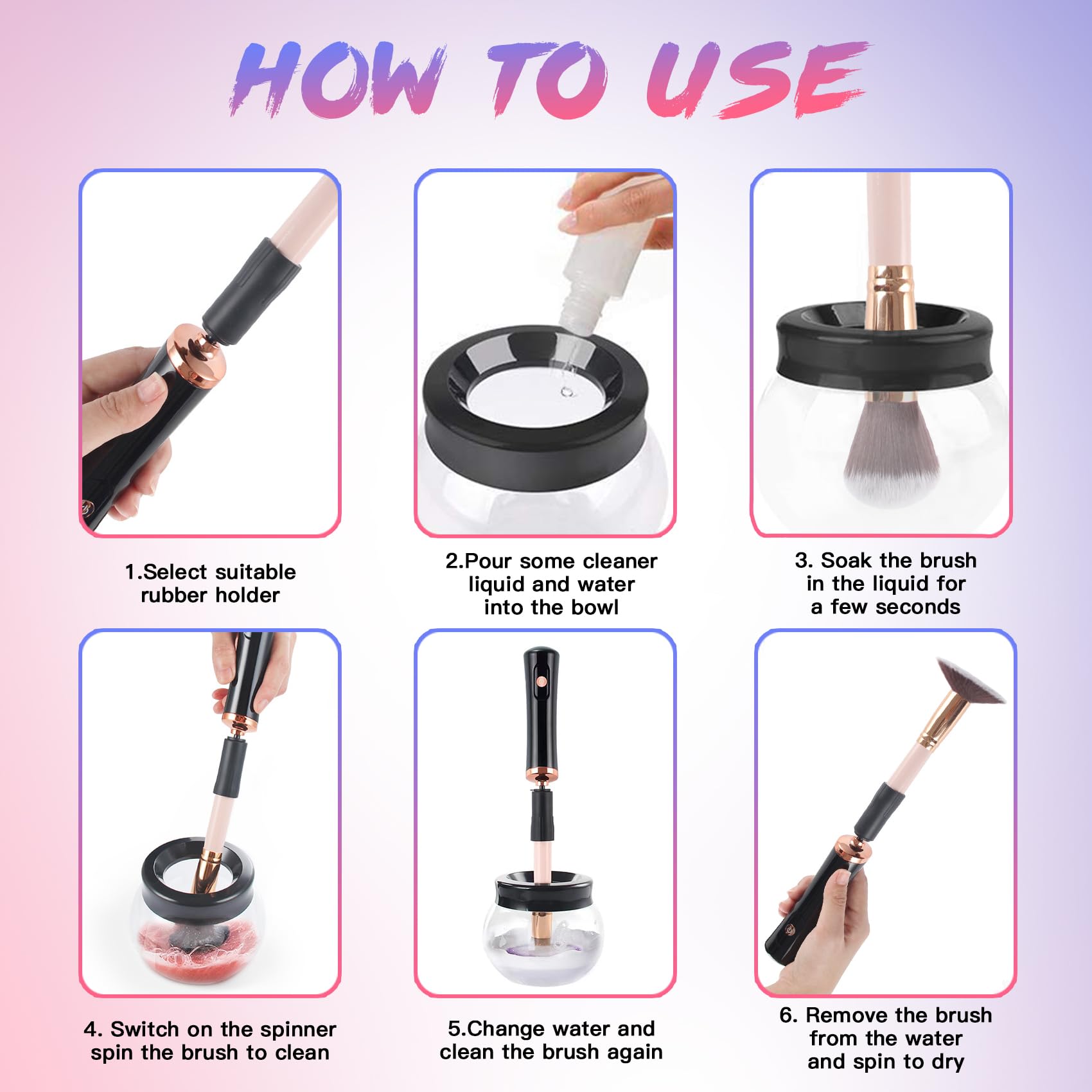 Makeup Brush Cleaner Machine - Super Fast Electric Makeup Brush Cleaner and Dryer - Quick Wash and Dry in Seconds - Suit for Most Makeup Brush Sizes