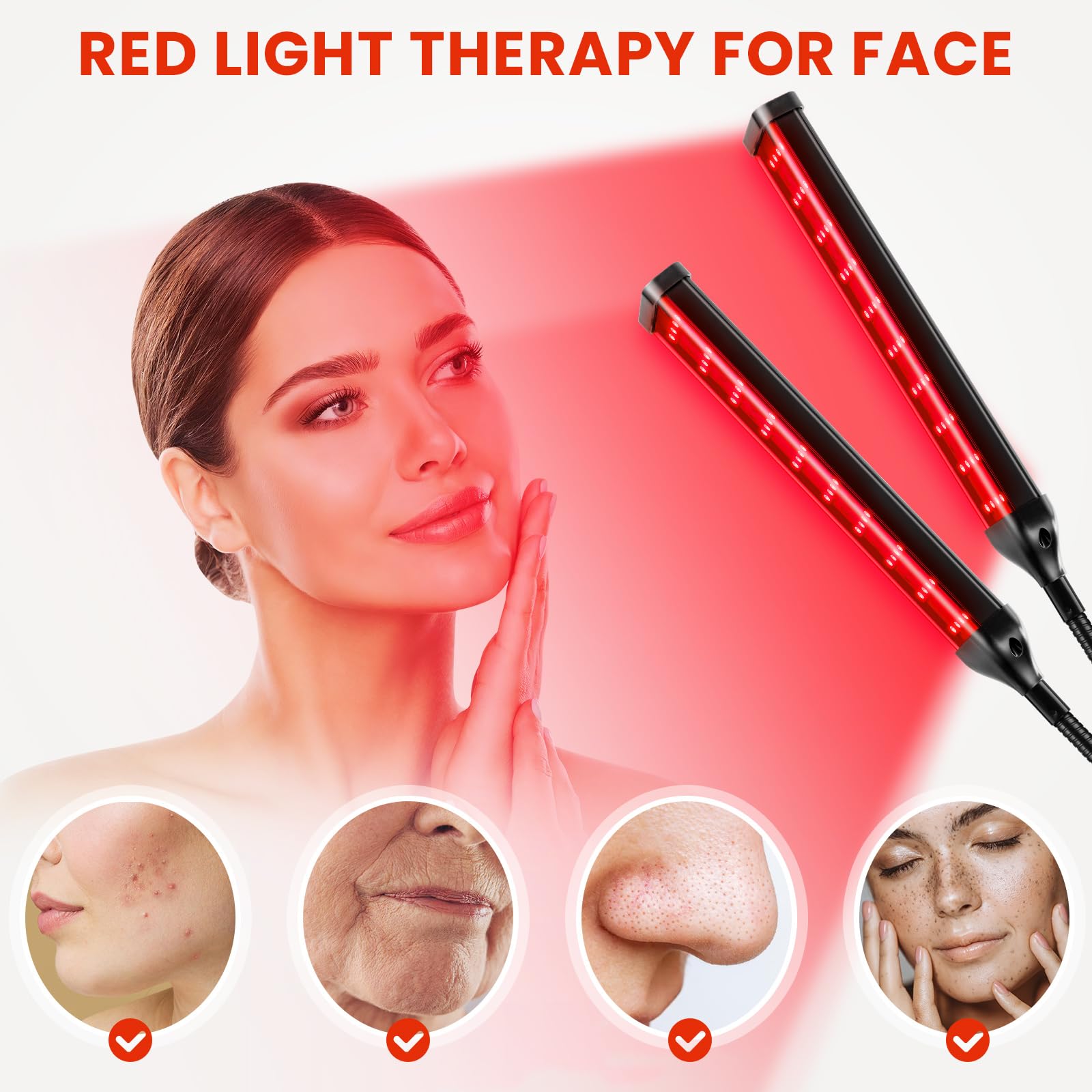 Viconor Red Light Therapy Lamp,4 Head Infrared Light Therapy for Body Device with Adjustable Stand-660nm Red Light＆850nm Near Infrared Light Therapy Device for Face,Body,Pain,Skin at Home