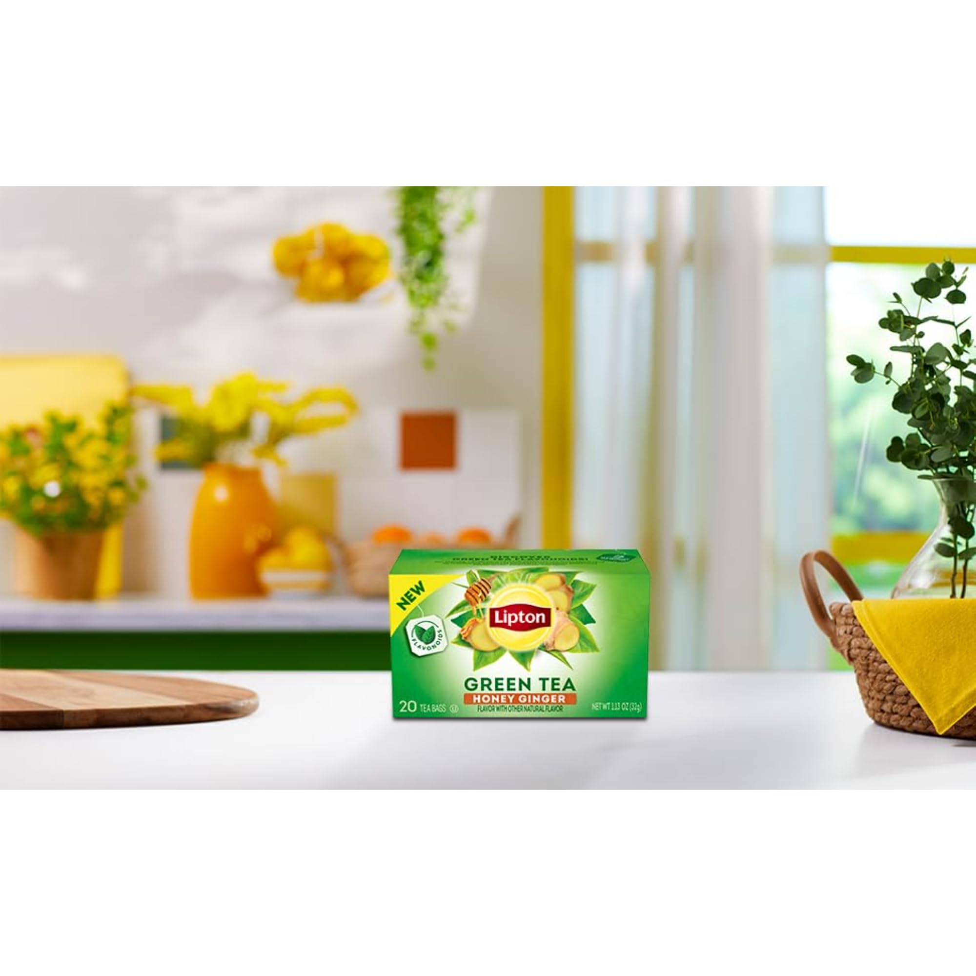 Lipton Honey Ginger Green Tea Bags, Flavored, Unsweetened Teabags for Hot Tea or Iced Tea with Caffeine and Flavonoids, 120 Total Tea Bags (20ct - Pack of 6)