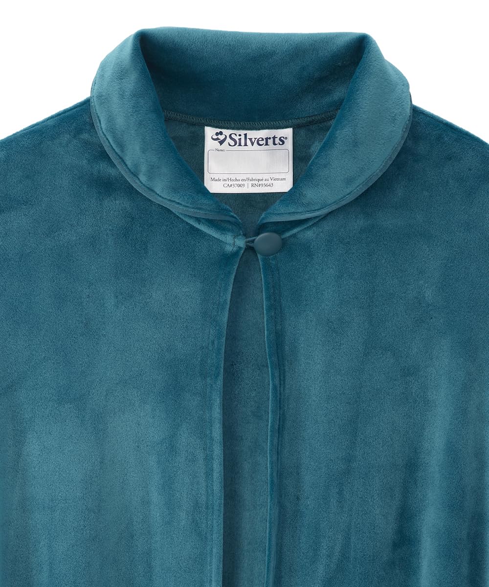 Silverts Women’s Adaptive Easy-Dress Bed Jacket Cape for Elderly Needs - Ocean One Size