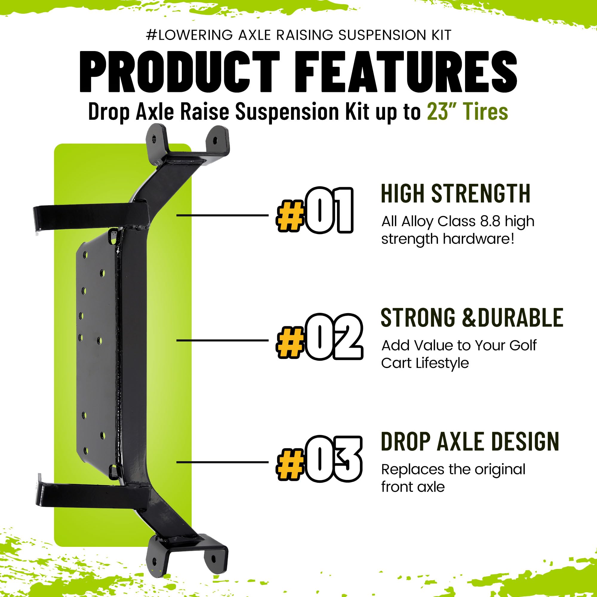 ECOTRIC 6" Drop Axle Golf Cart Lift Kit Compatible with 2001.5-2020 EZGO Medalist/TXT Golf Cart Model