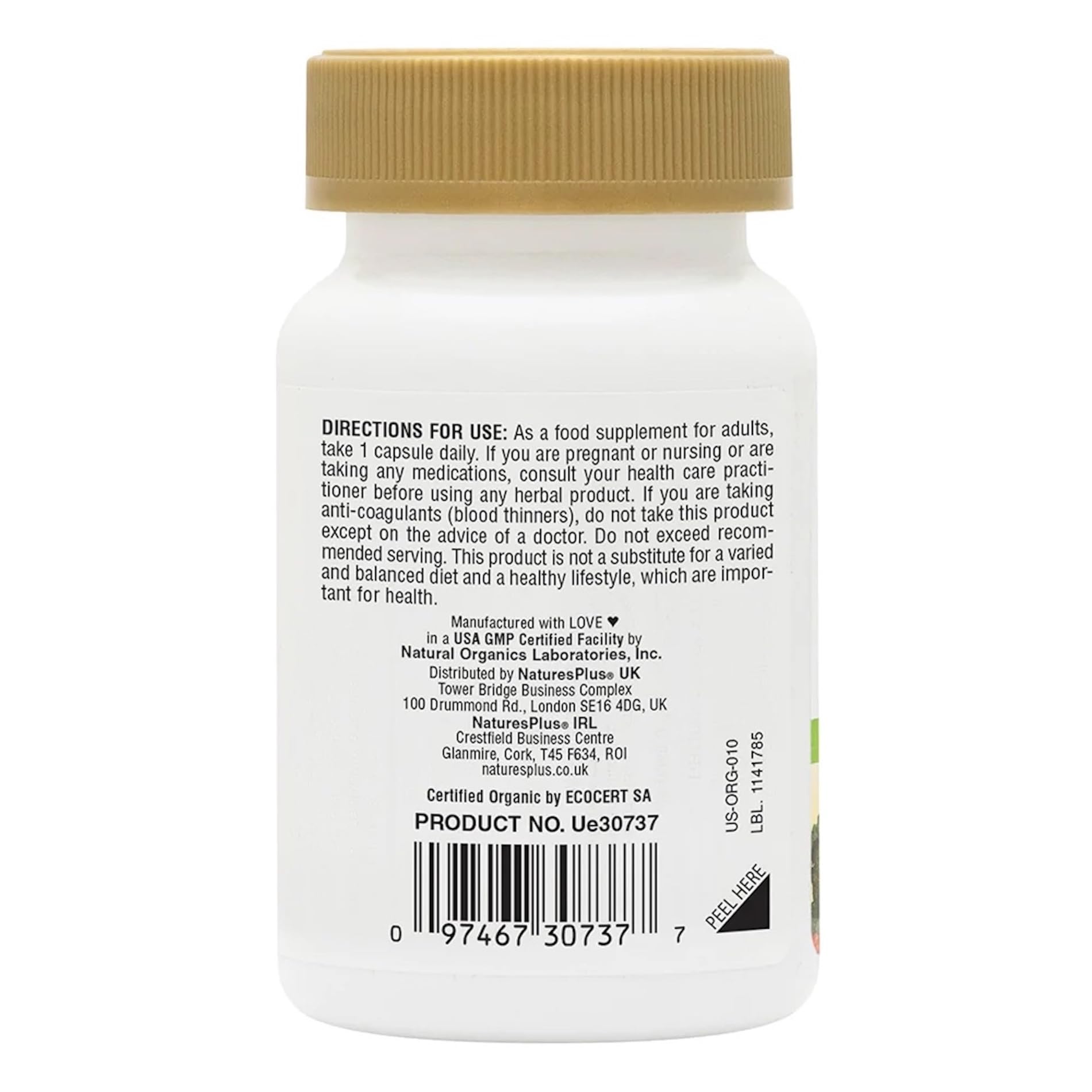 Natures Plus Source of Life Garden Certified Organic Vitamin K2-120 mcg, 60 Vegan Capsules - Bone Health Supplement - with Natural Whole Food Enzymes - Vegetarian, Gluten-Free - 60 Servings