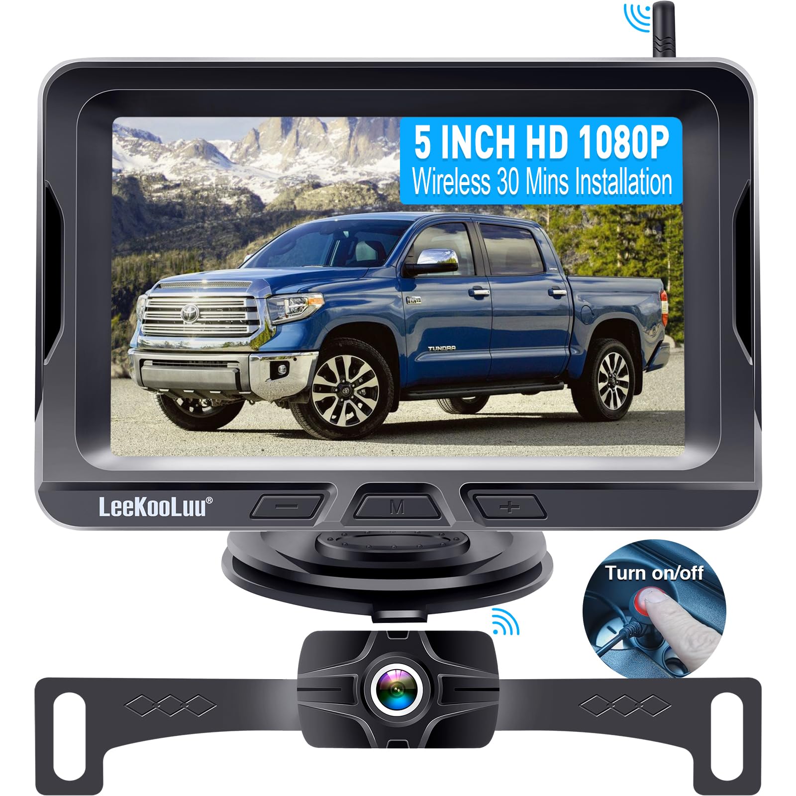 Wireless Backup Camera Ease Install - Color Image HD 1080P 5 Inch Monitor Digital Signal Stable No-Delay Bluetooth Rear View Camera Auto-Switching Night Vision for Truck/Car/Pickup/SUV/Camper -LK2